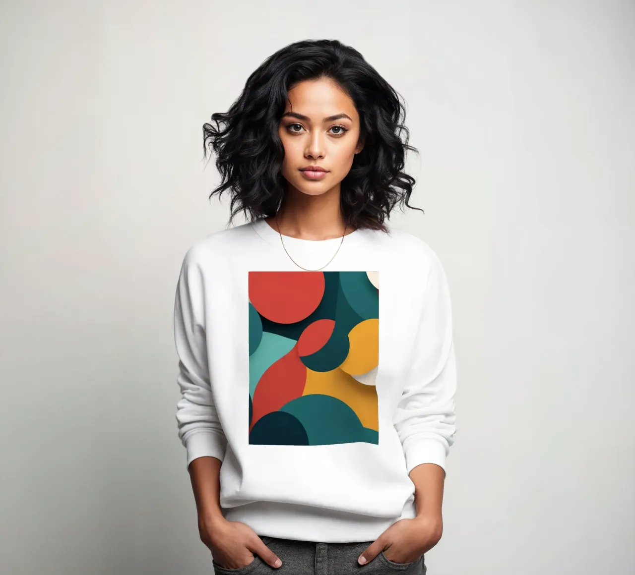Dynamische abstracte compositie met kleurrijke cirkels sweatshirt van DesignDoodle