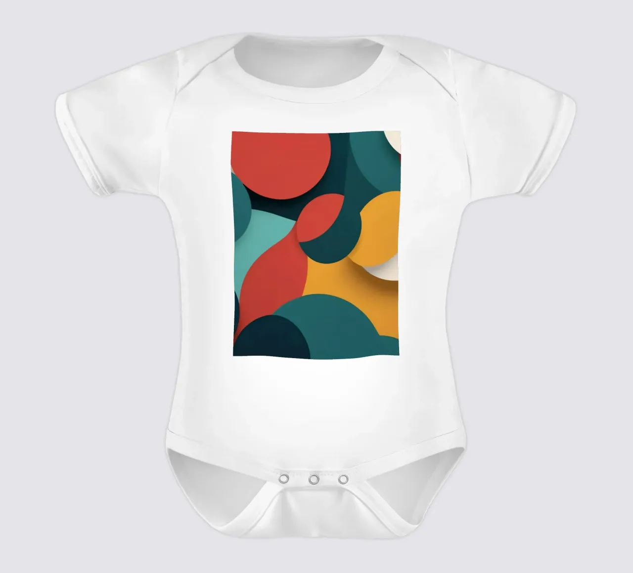 Composition abstraite dynamique avec des cercles colorés body bébé de DesignDoodle