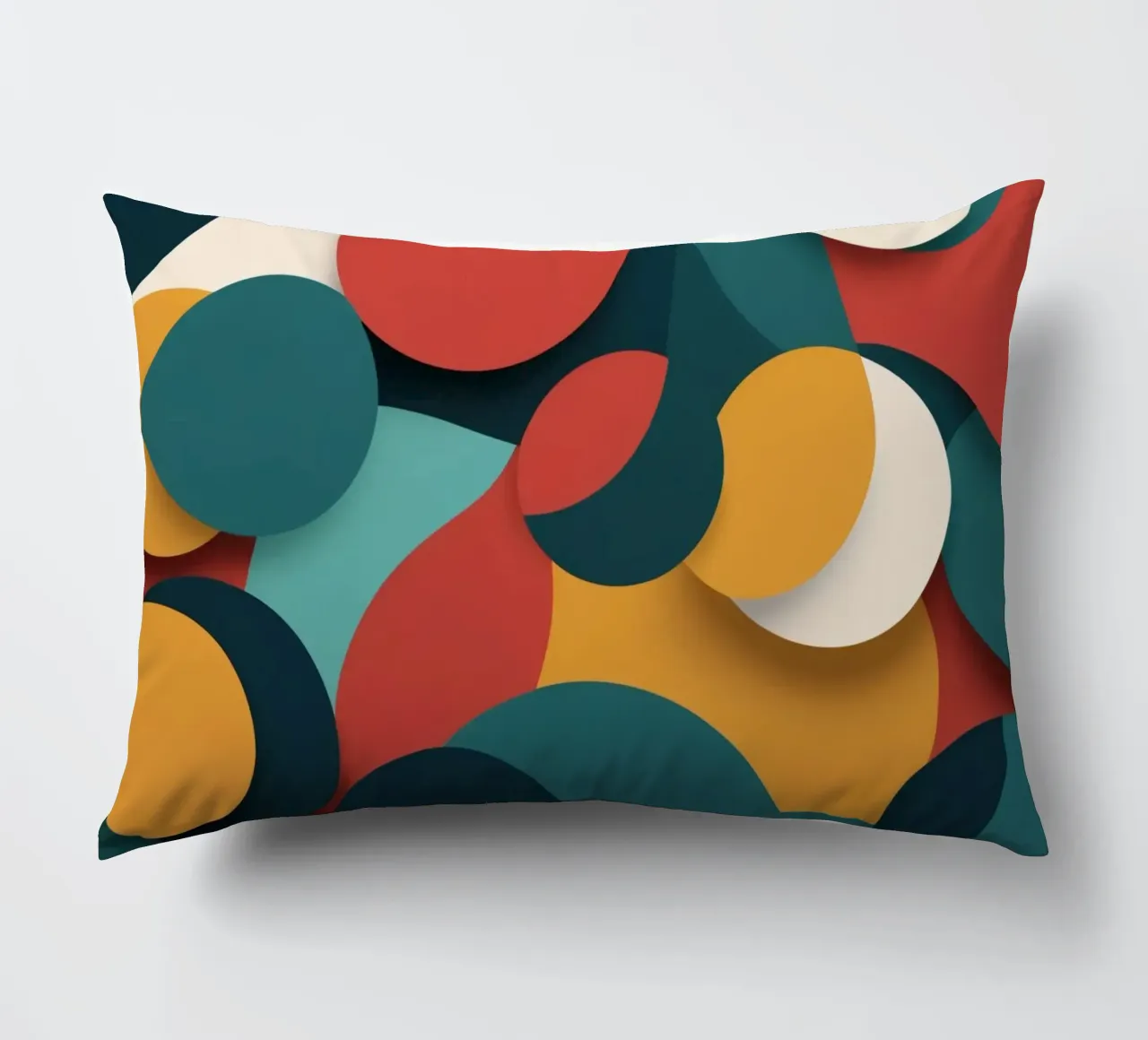 Dynamische abstracte compositie met kleurrijke cirkels kussen van DesignDoodle