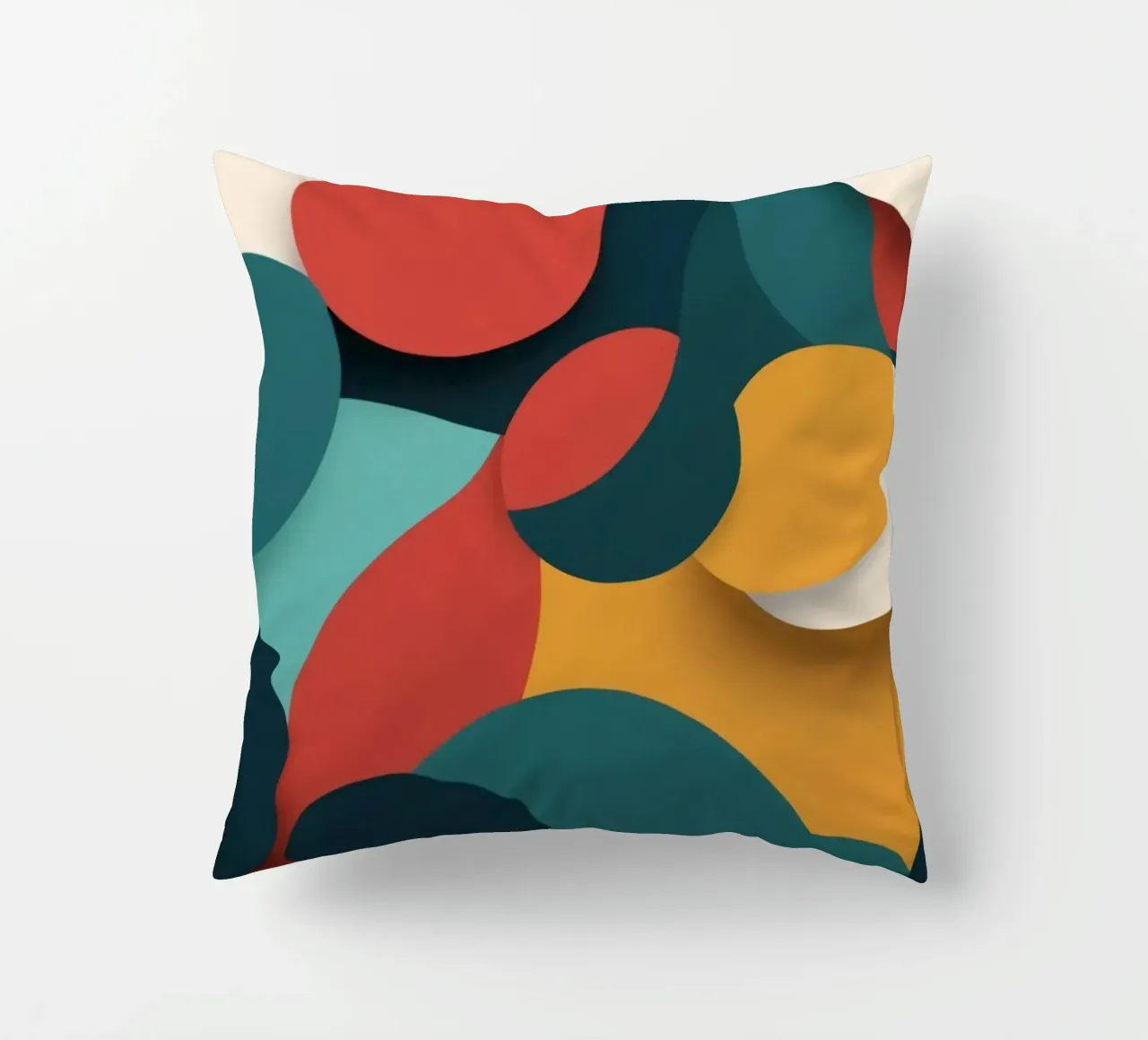 Dynamische abstracte compositie met kleurrijke cirkels kussen van DesignDoodle