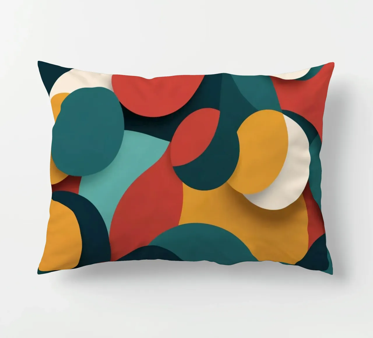 Dynamische abstracte compositie met kleurrijke cirkels kussen van DesignDoodle