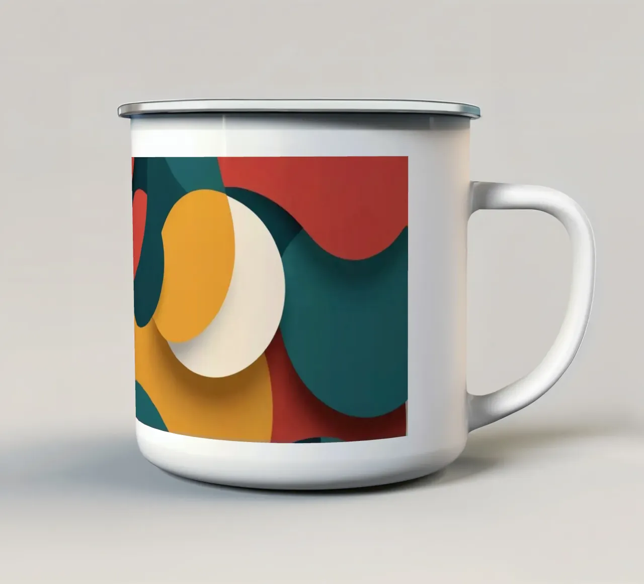 Composition abstraite dynamique avec des cercles colorés mug en émail de DesignDoodle