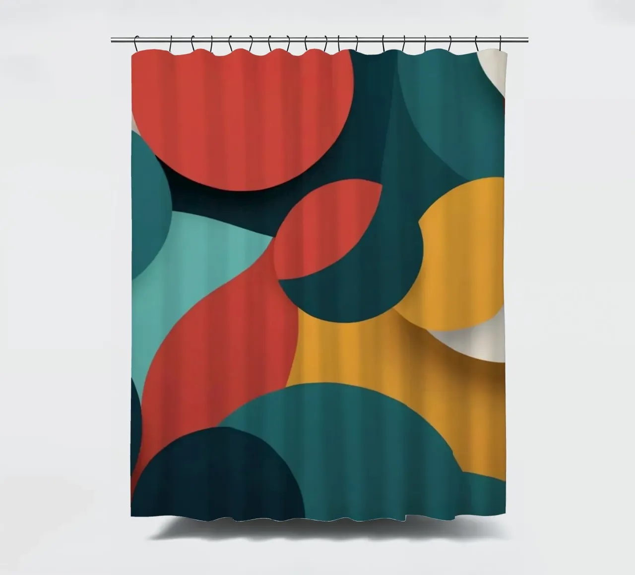 Dynamische abstracte compositie met kleurrijke cirkels douchegordijn van DesignDoodle