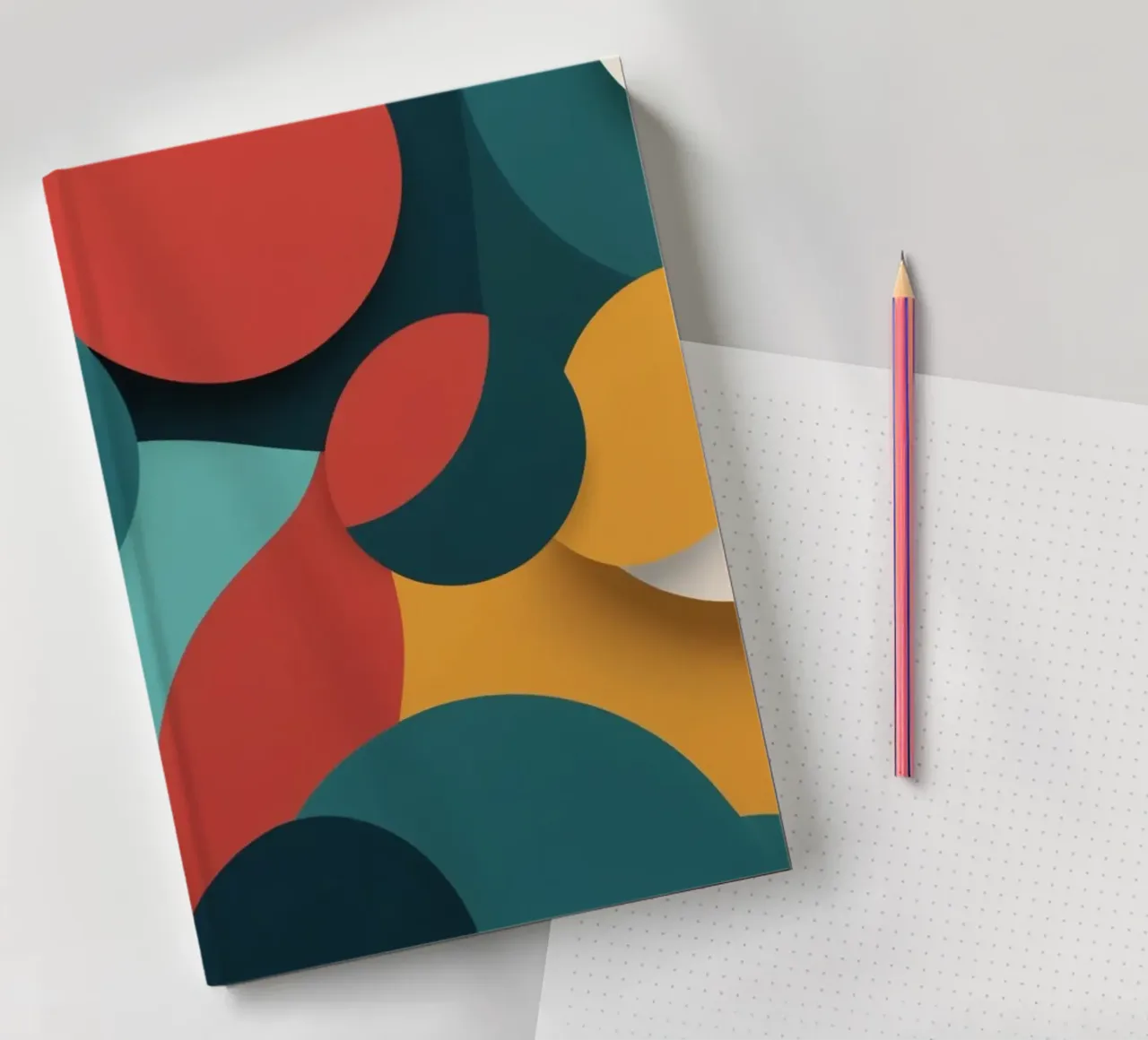 Composition abstraite dynamique avec des cercles colorés carnet de notes de DesignDoodle