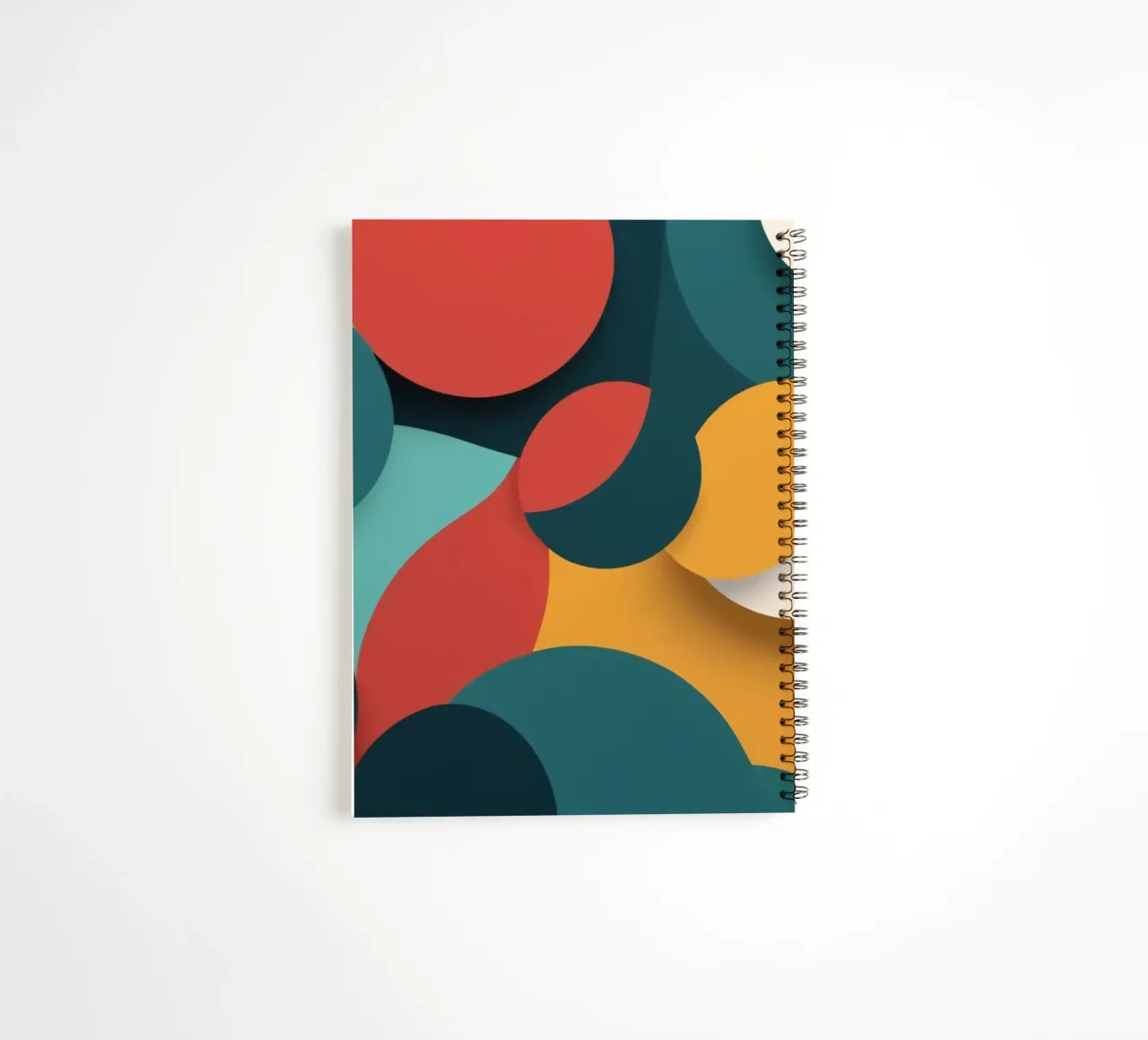 Dynamic abstract composition featuring colorful circles spiral notebook by DesignDoodle
