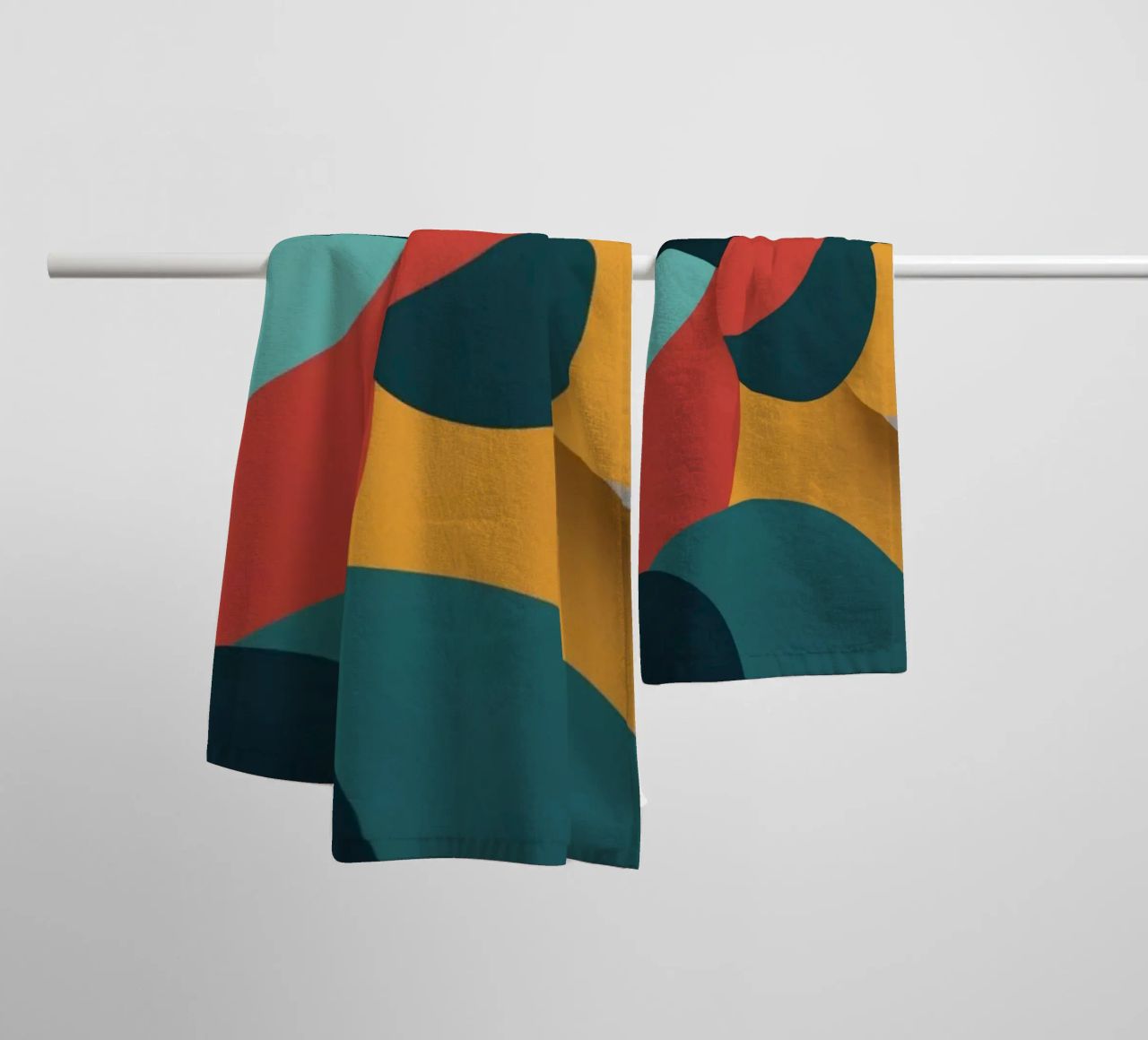 Dynamic abstract composition featuring colorful circles towel by DesignDoodle