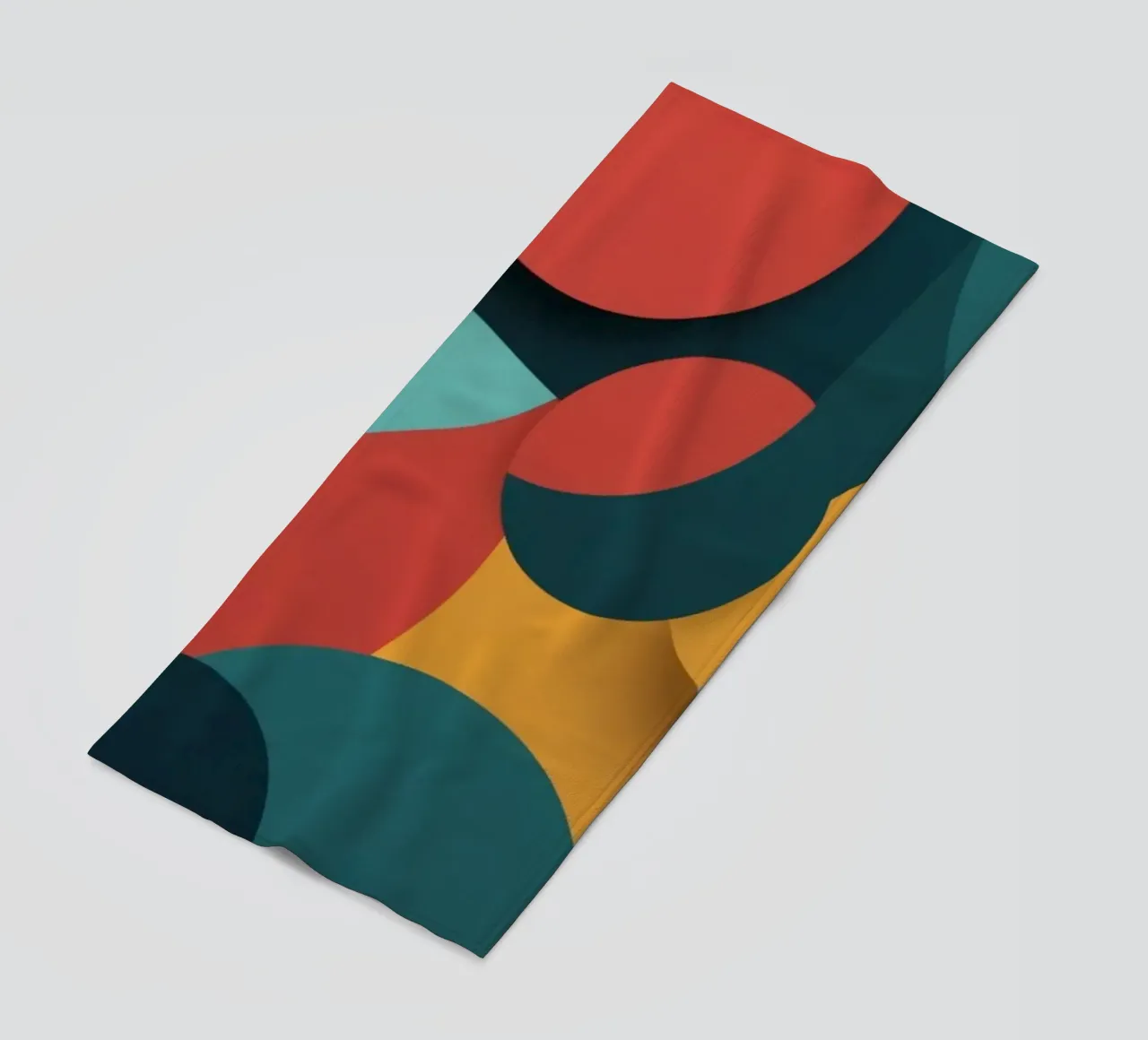Dynamic abstract composition featuring colorful circles beach towel by DesignDoodle
