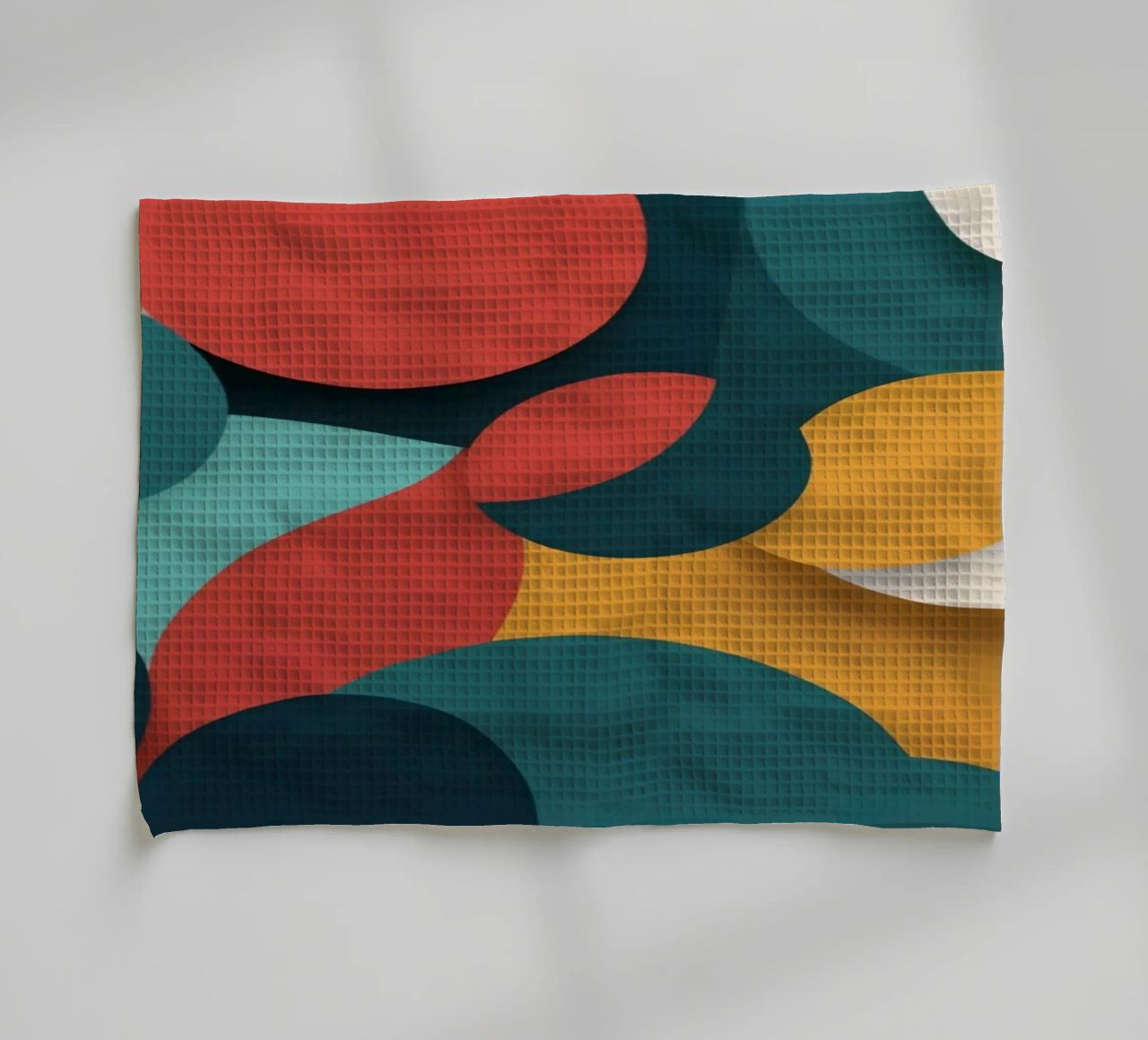 Dynamic abstract composition featuring colorful circles tea towel by DesignDoodle