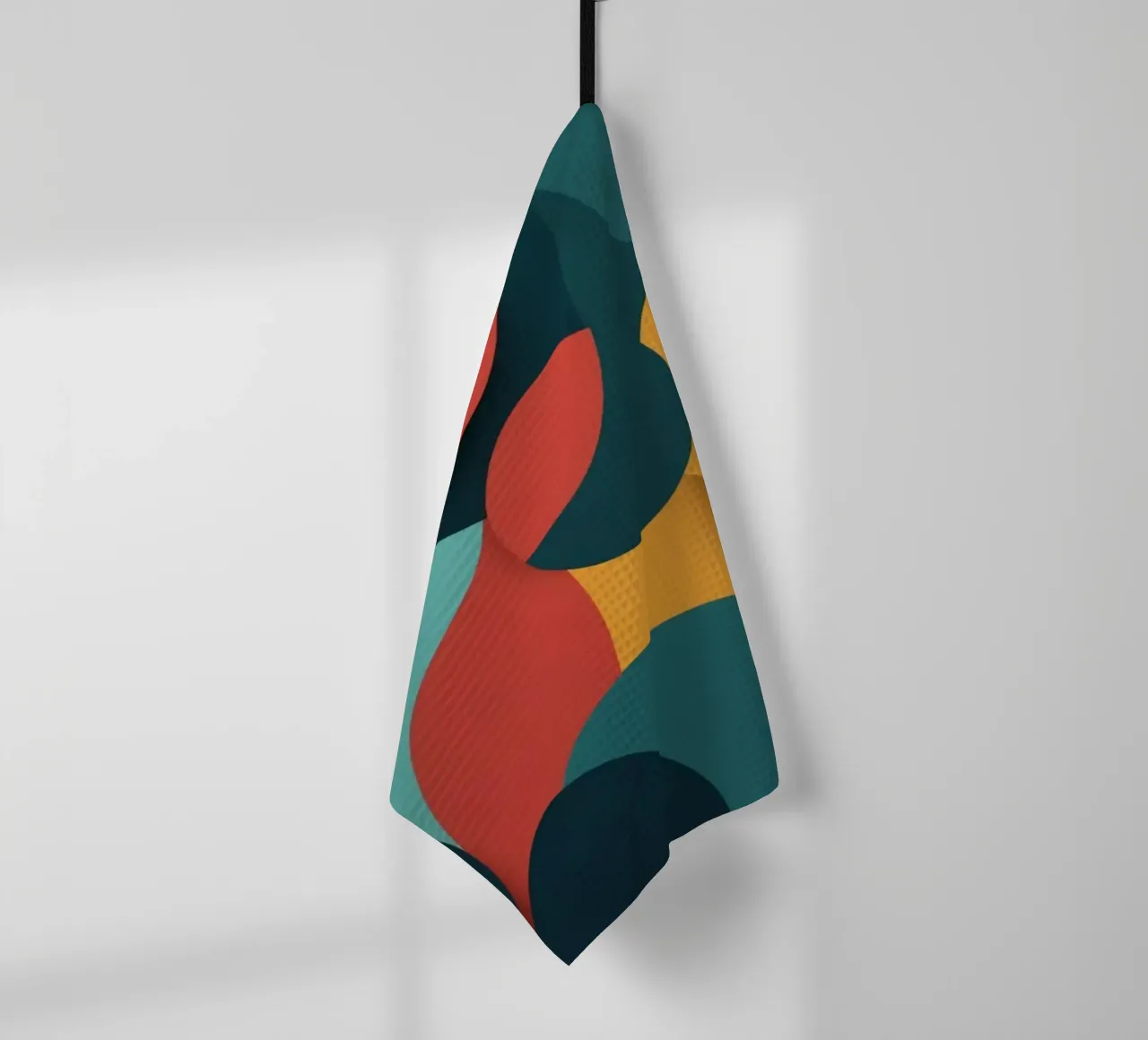 Dynamische abstrakte Komposition mit bunten Kreisen Geschirrtuch von DesignDoodle
