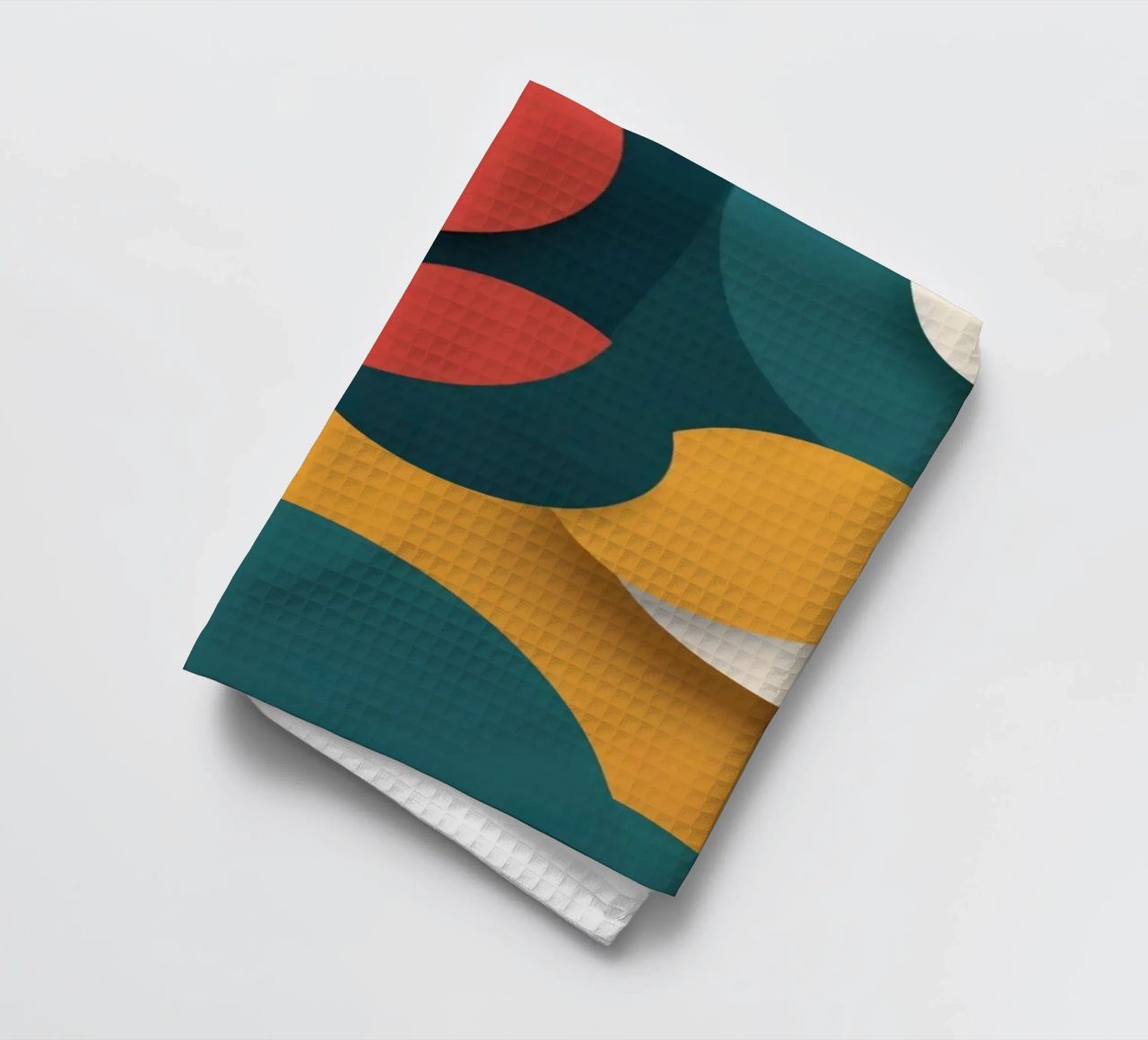 Dynamic abstract composition featuring colorful circles tea towel by DesignDoodle