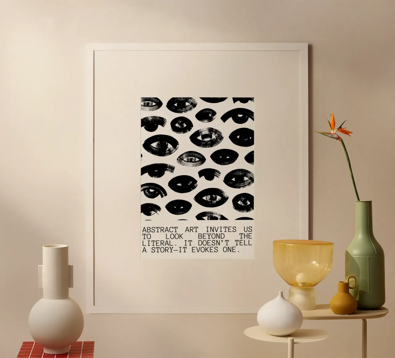 ABSTRACT ART INVITES US poster con telaio in legno da Einfach Uebel