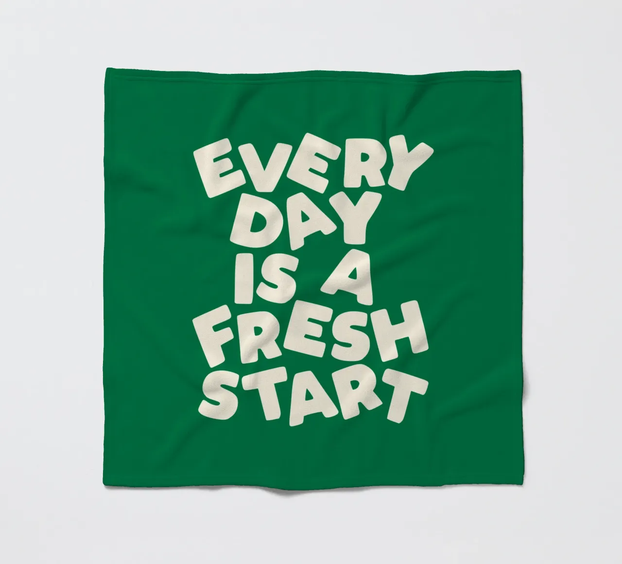 Every Day is a Fresh Start Typography Print Green and White fleece blanket by THE MOTIVATED TYPE