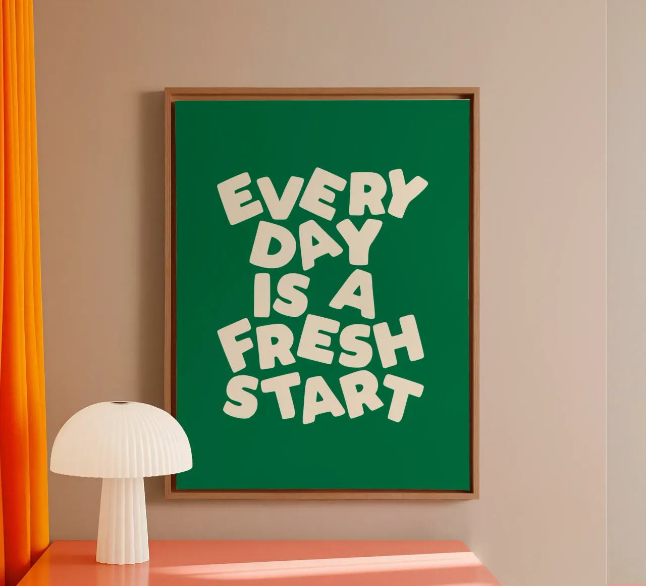 Every Day is a Fresh Start Typography Print Green and White canvas by THE MOTIVATED TYPE