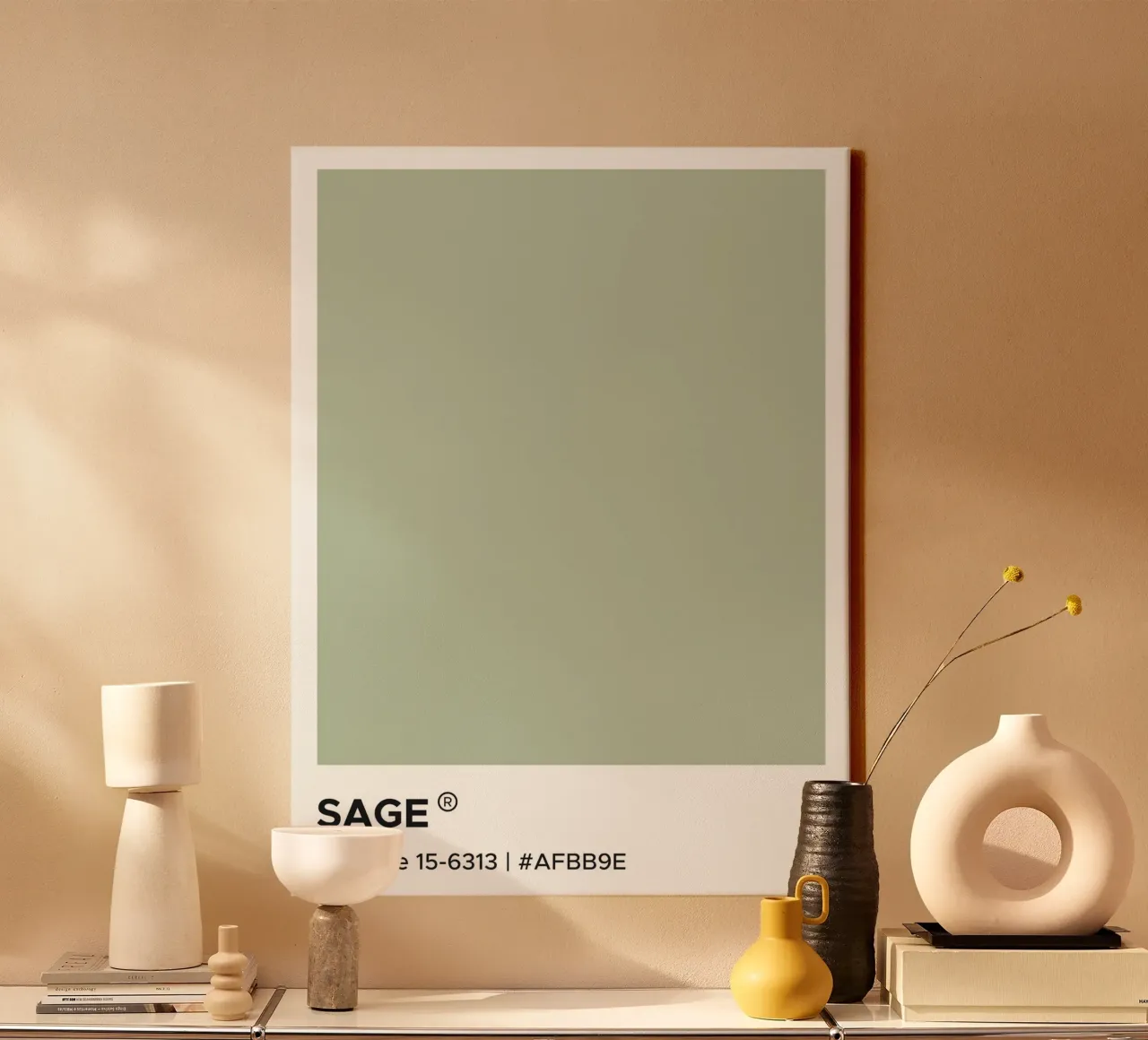 Sage Pantone canvas with Floater frame by Paigaam Studio