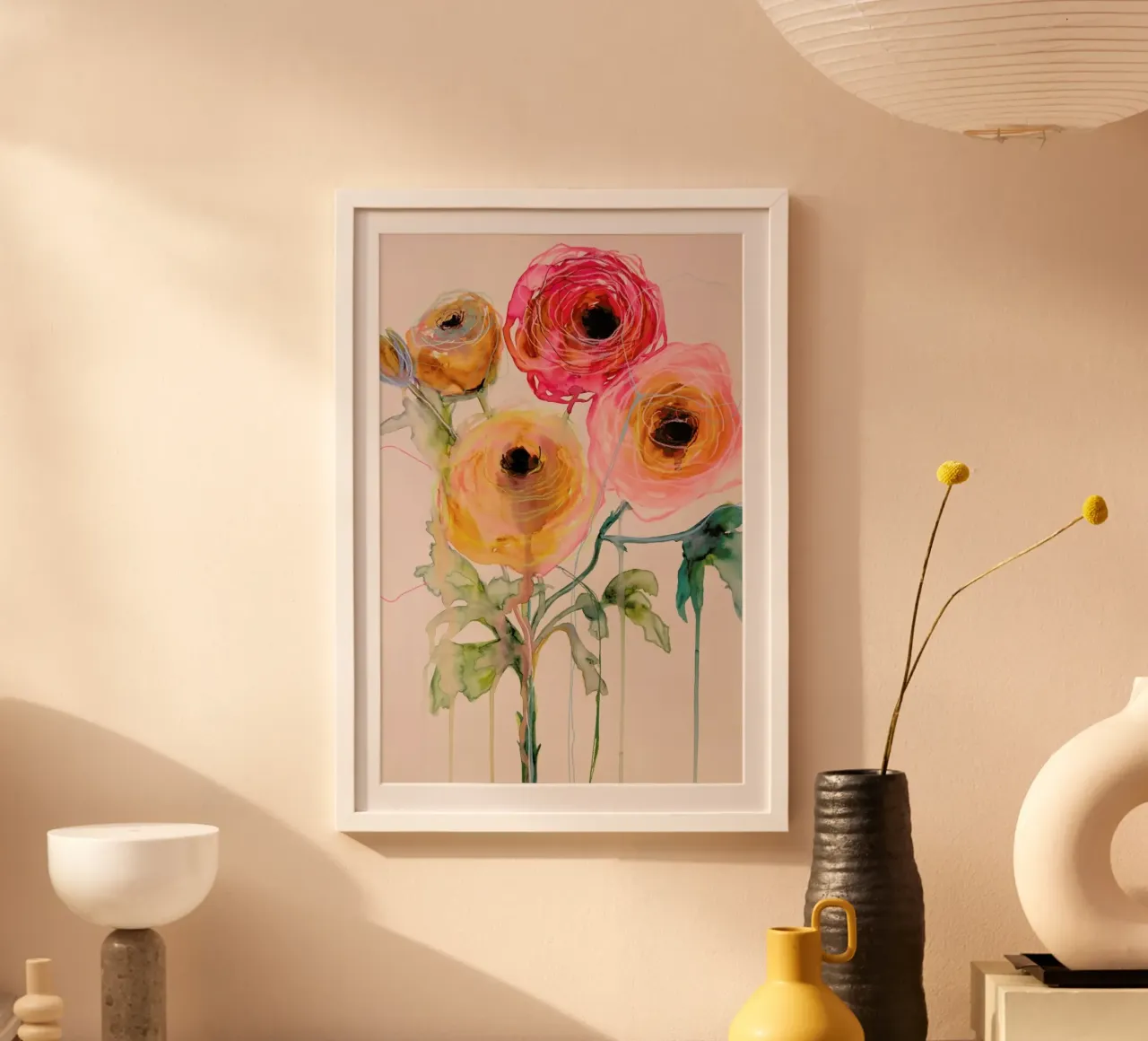 Ranunculus 06 poster con telaio in alluminio da Leigh Viner