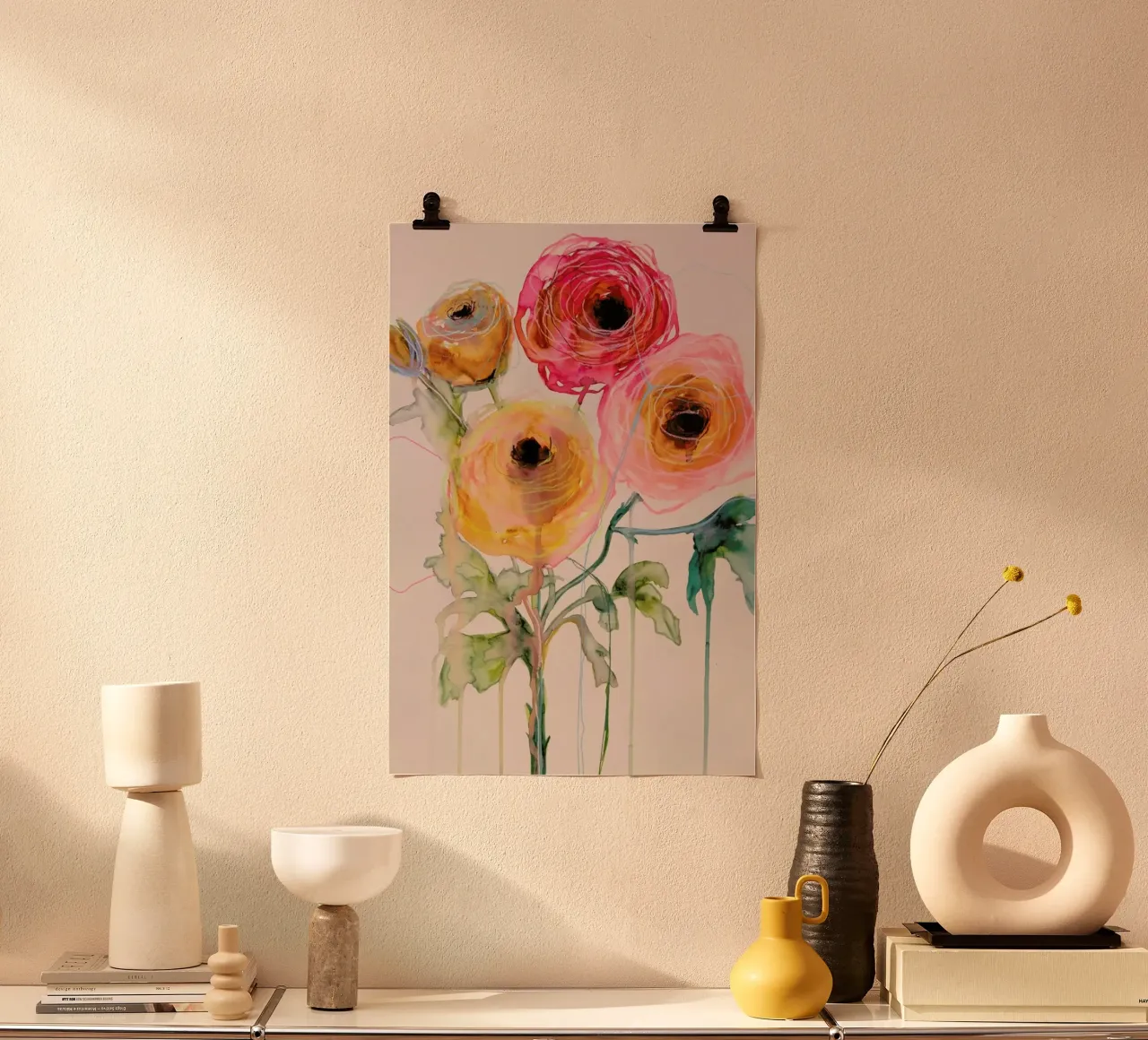 Ranunculus 06 poster con telaio in alluminio da Leigh Viner