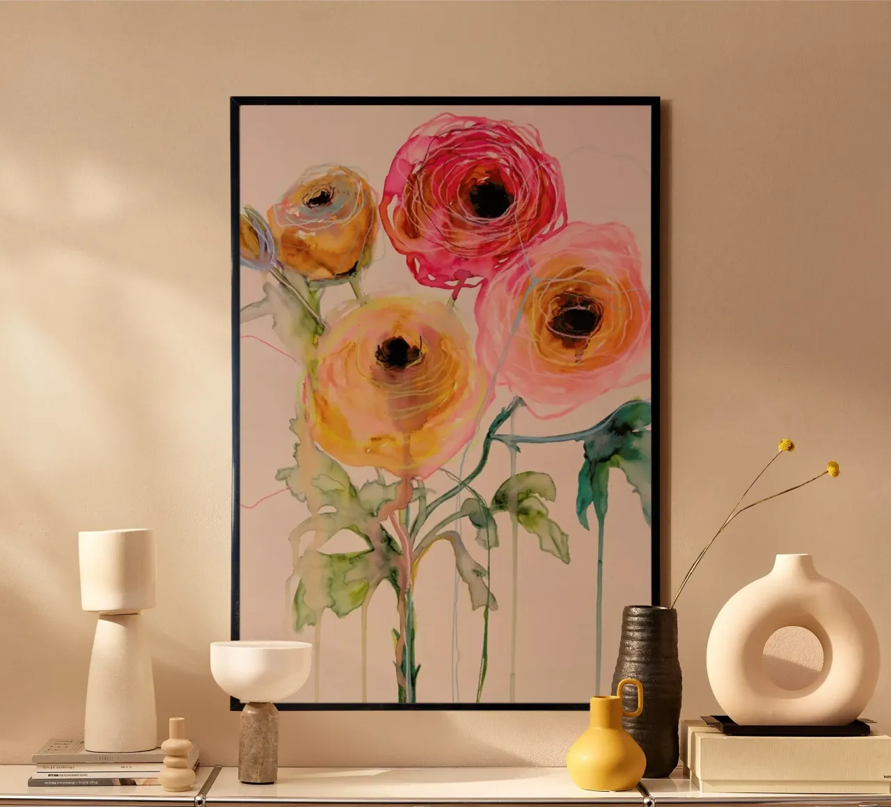 Ranunculus 06 poster con telaio in alluminio da Leigh Viner