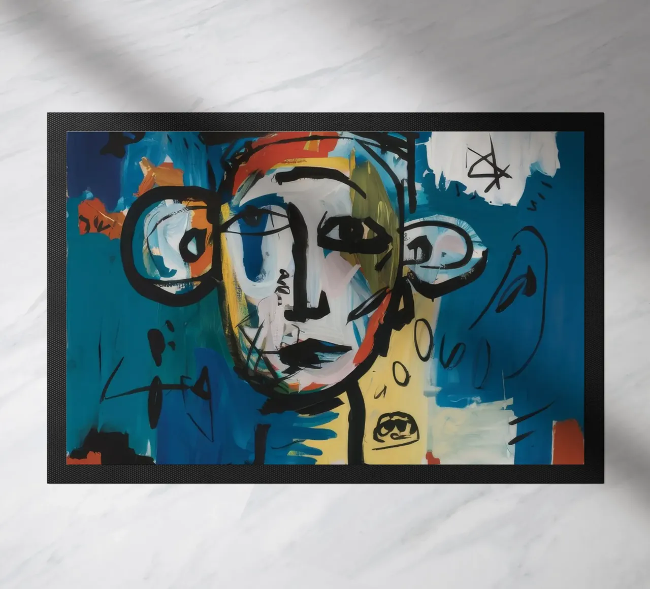 Crowned Abstract Portrait doormat by Muse Fragments