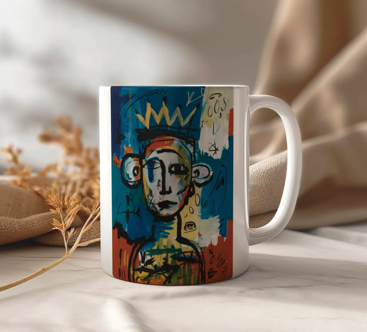 Ritratto astratto incoronato tazza in ceramica da Muse Fragments