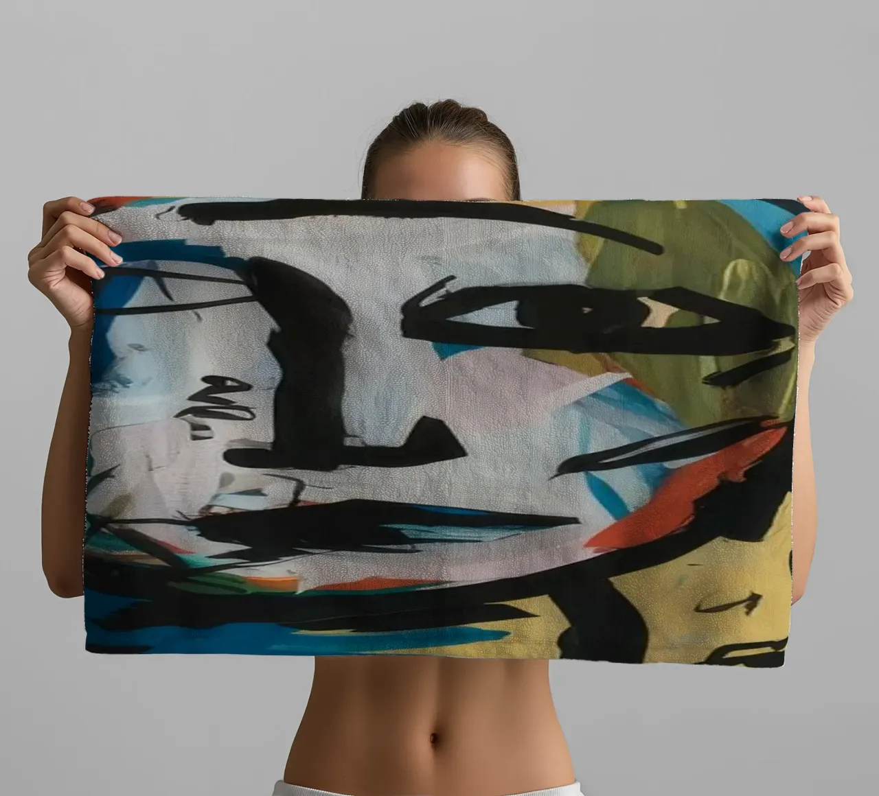 Crowned Abstract Portrait towel by Muse Fragments