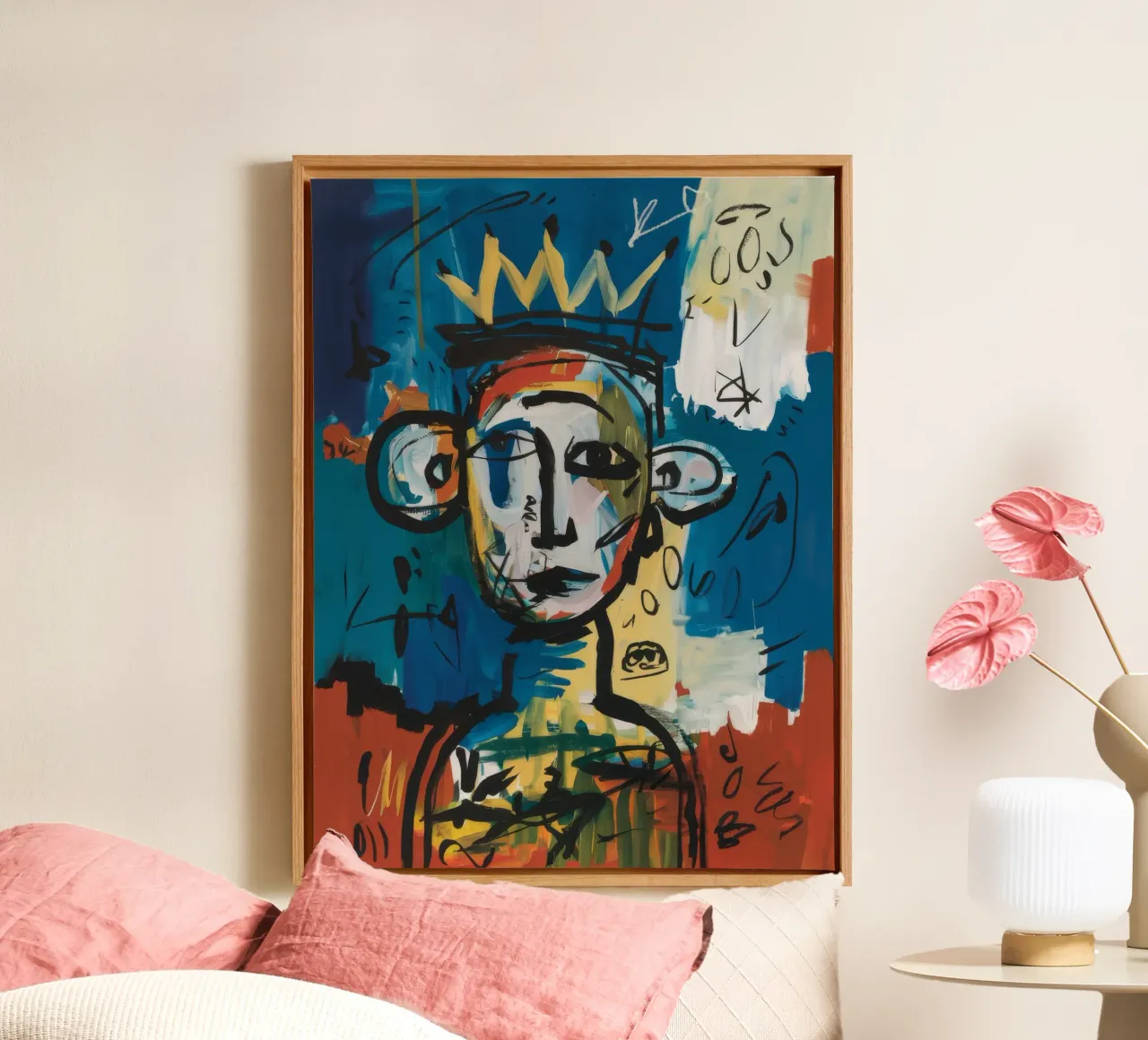 Gekroond abstract portret canvas met Baklijst van Muse Fragments