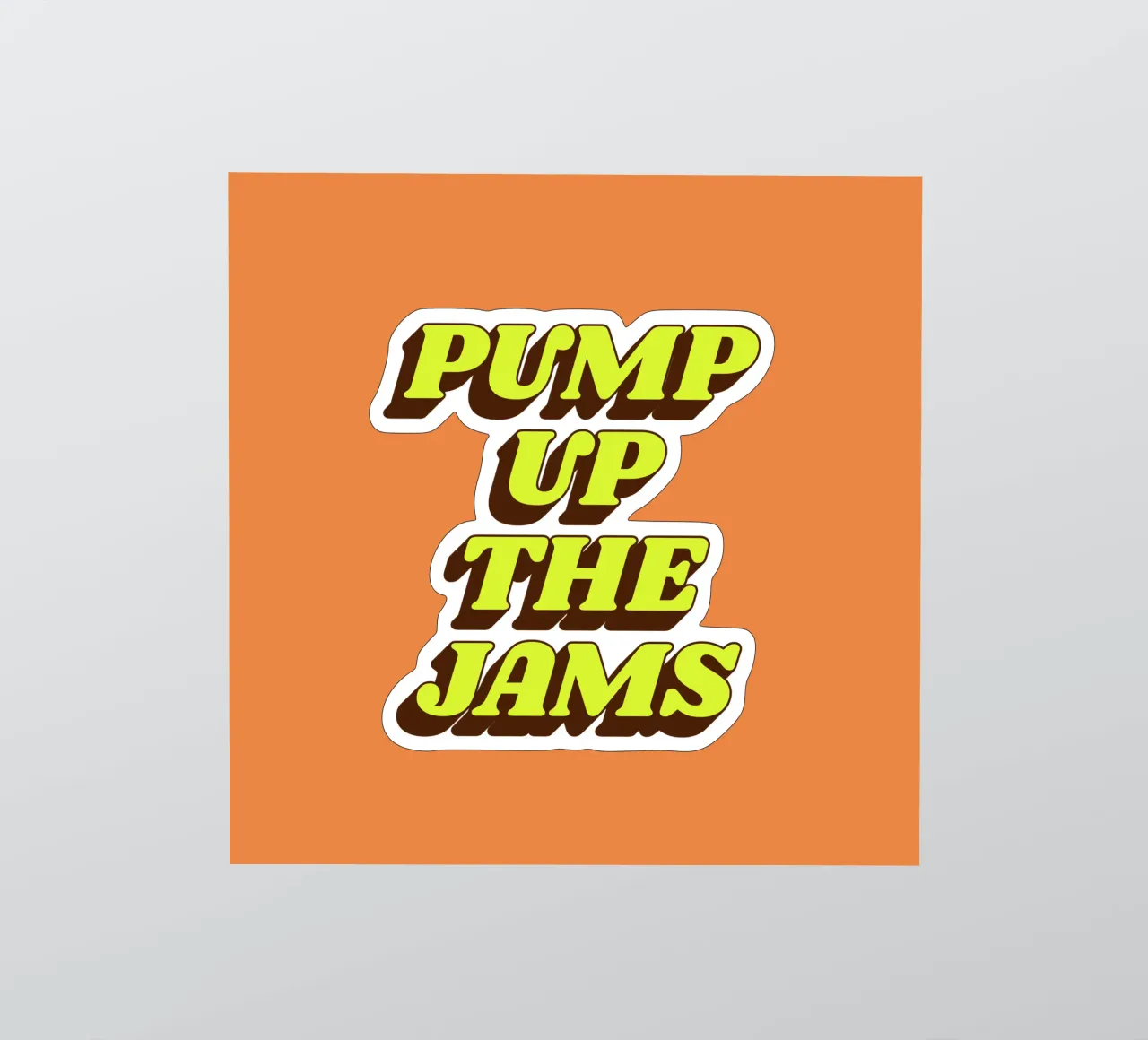 Pump Up the Jams Typographie rétro imprimée en orange et jaune autocollant de THE MOTIVATED TYPE