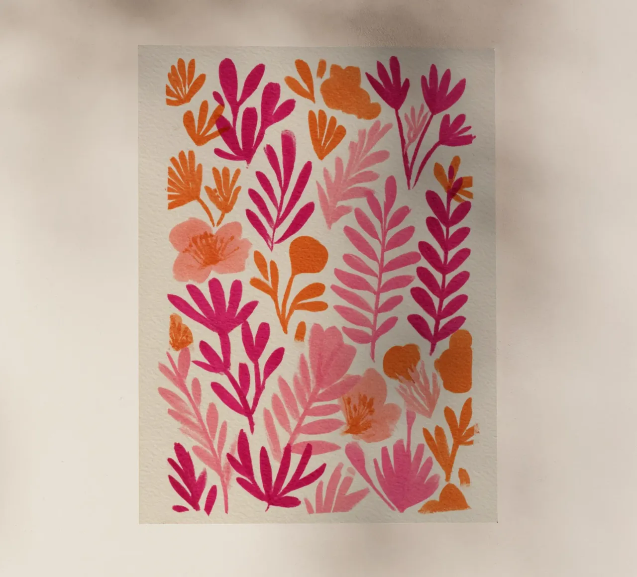 Botanical Abstract Pink and Orange Backlit Folie von Gypsy Galleria