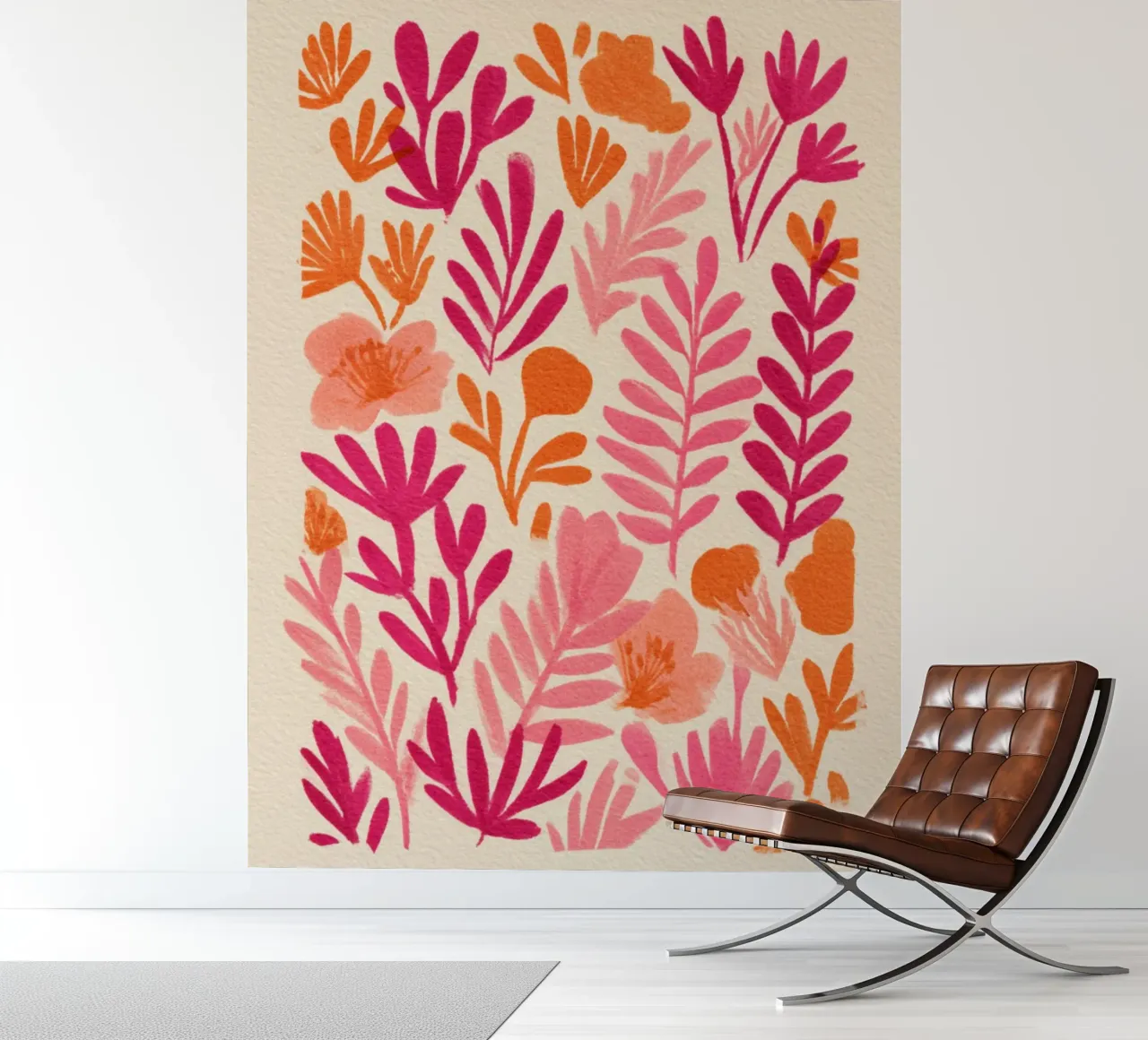 Botanical Abstract Pink and Orange Fototapete von Gypsy Galleria
