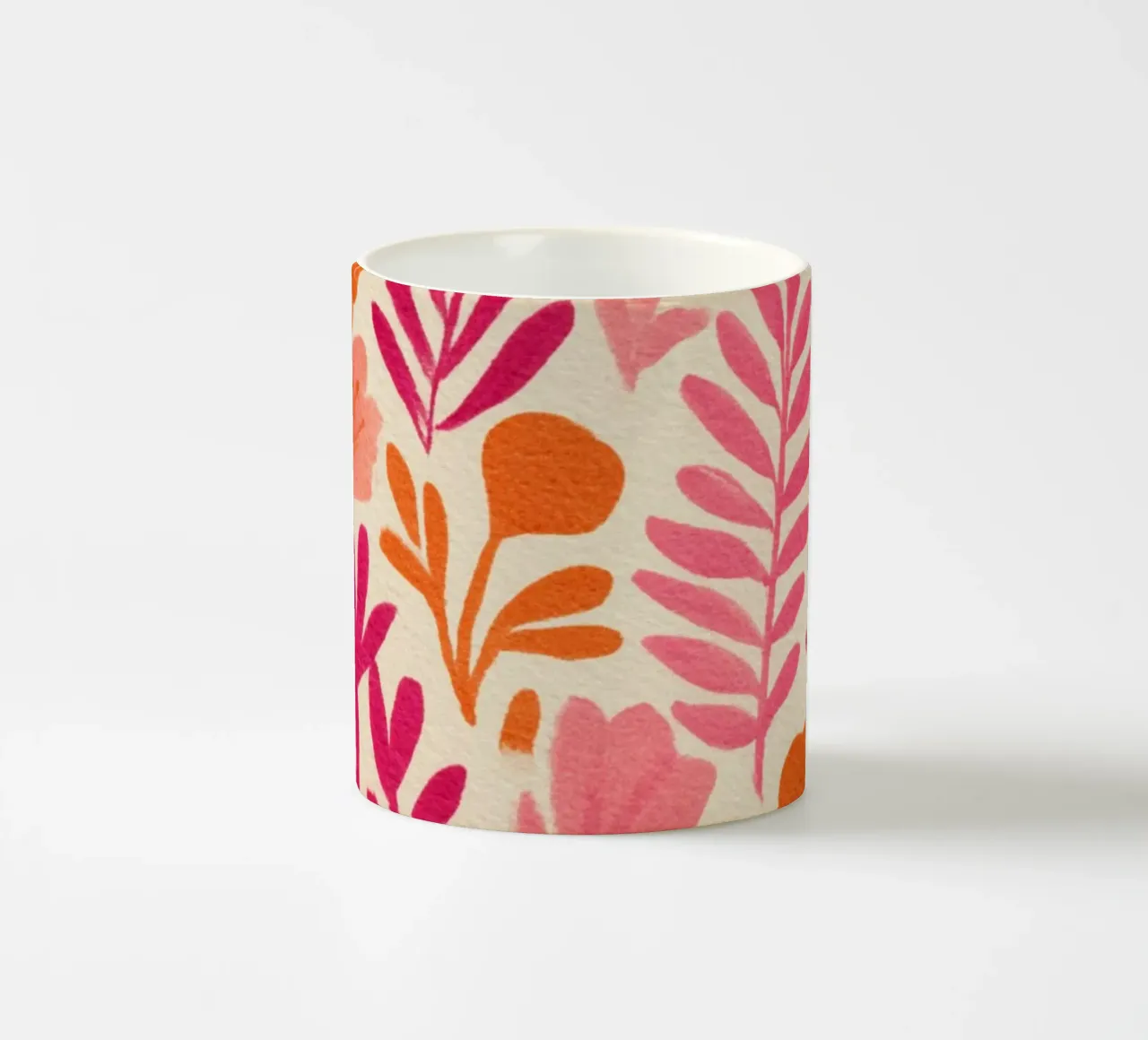 Botanical Abstract Pink and Orange tazza in ceramica da Gypsy Galleria