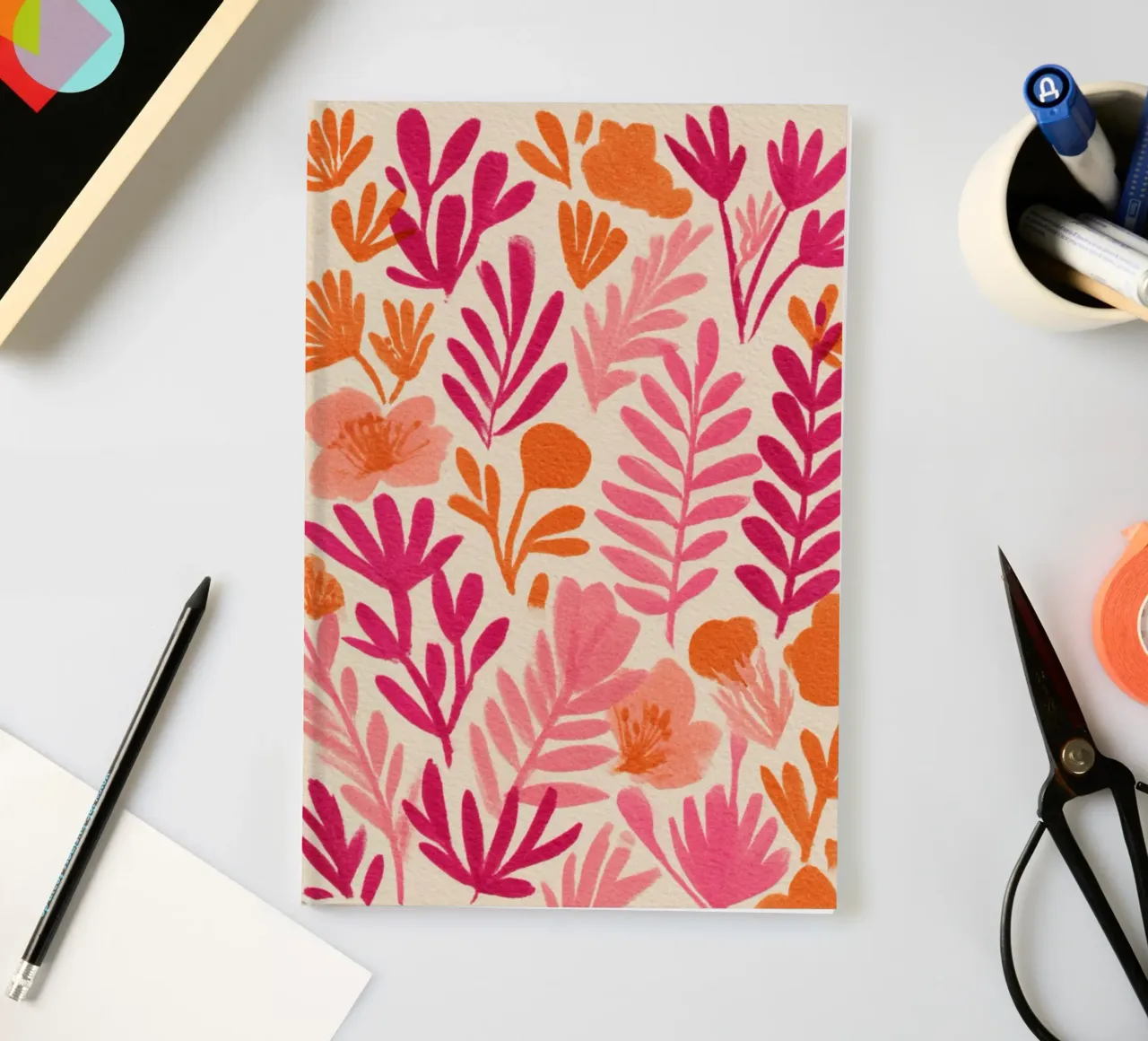 Botanical Abstract Pink and Orange notebook by Gypsy Galleria