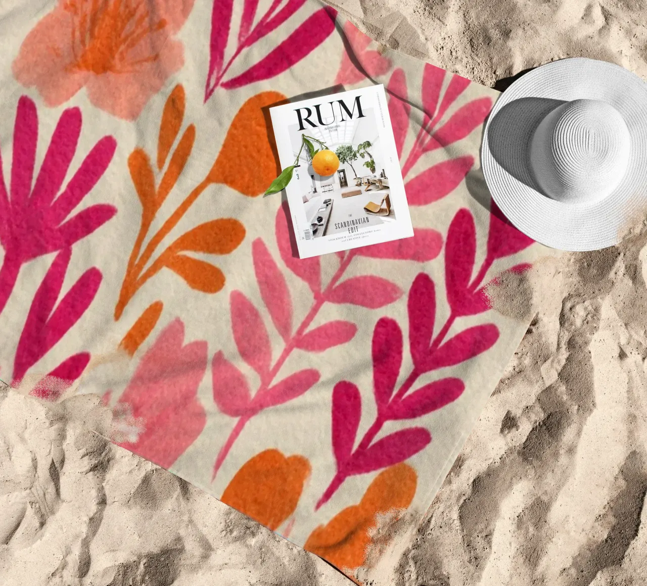 Botanical Abstract Pink and Orange telo mare da Gypsy Galleria