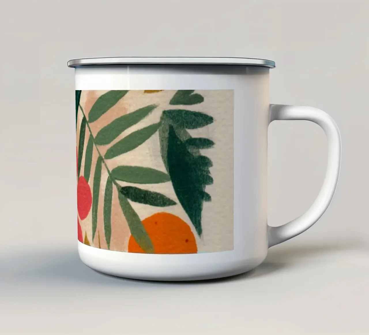 Botanical Abstract Pink, Orange and Green tazza in smalto da Gypsy Galleria