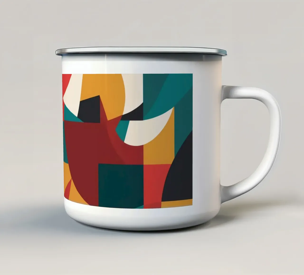 Arte geometrica astratta con colori e forme audaci tazza in smalto da DesignDoodle