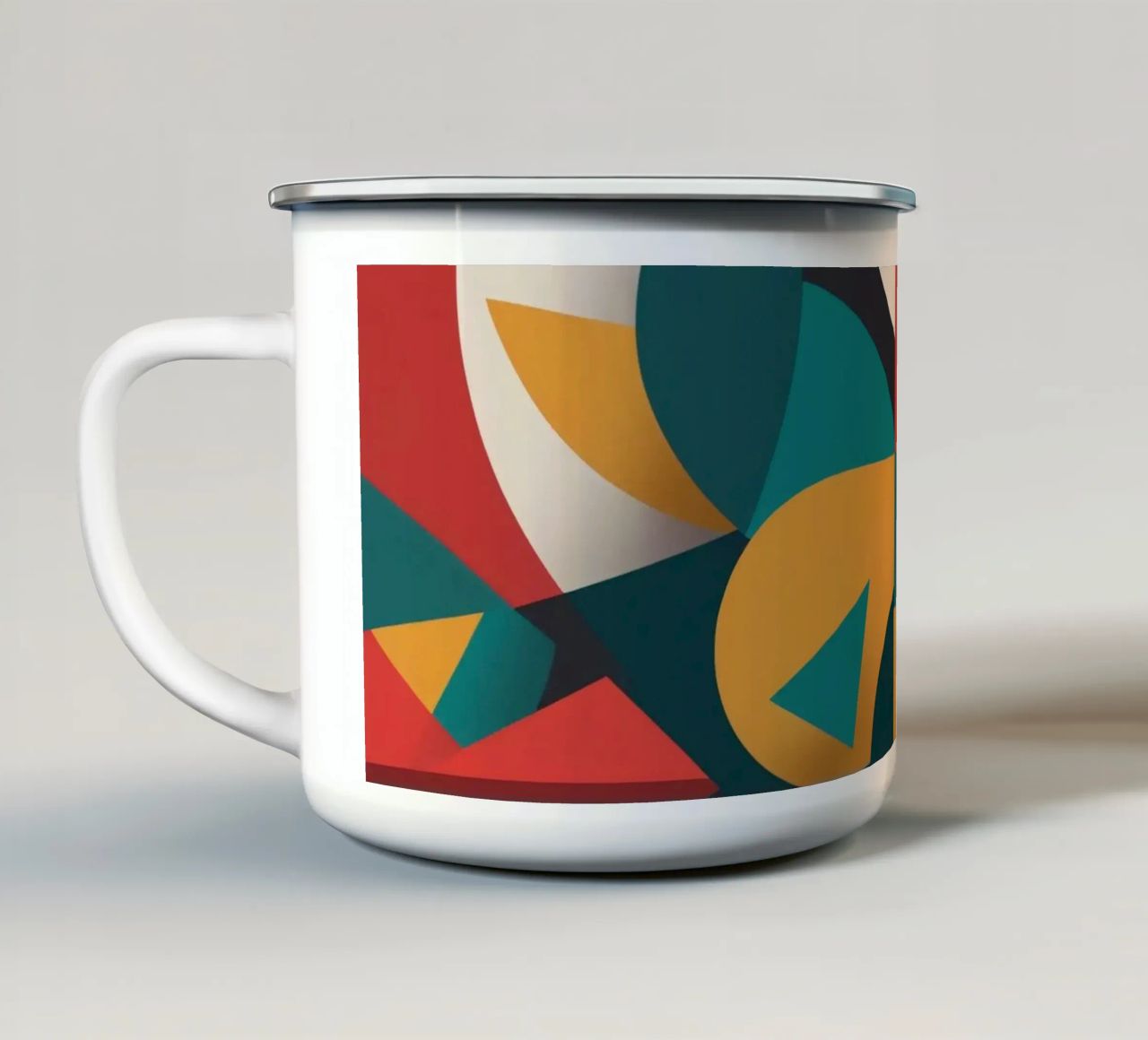 Arte geometrica astratta con colori e forme audaci tazza in smalto da DesignDoodle