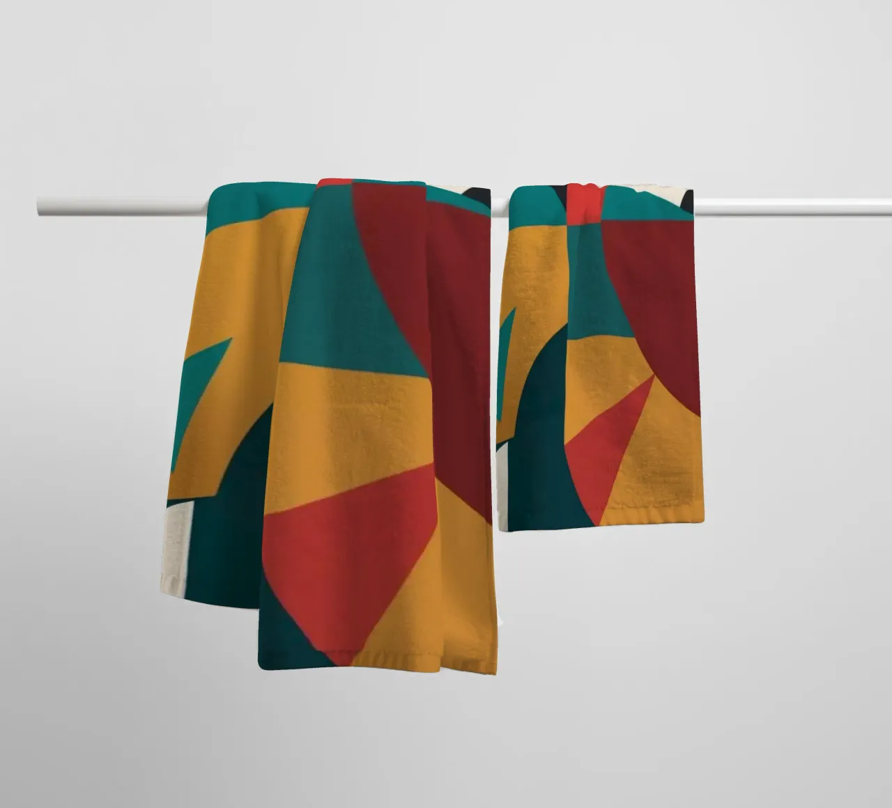 Abstract geometric art featuring bold colors and shapes towel by DesignDoodle