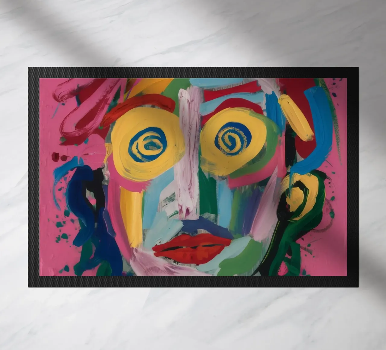 Vivid Abstract Portrait doormat by Muse Fragments