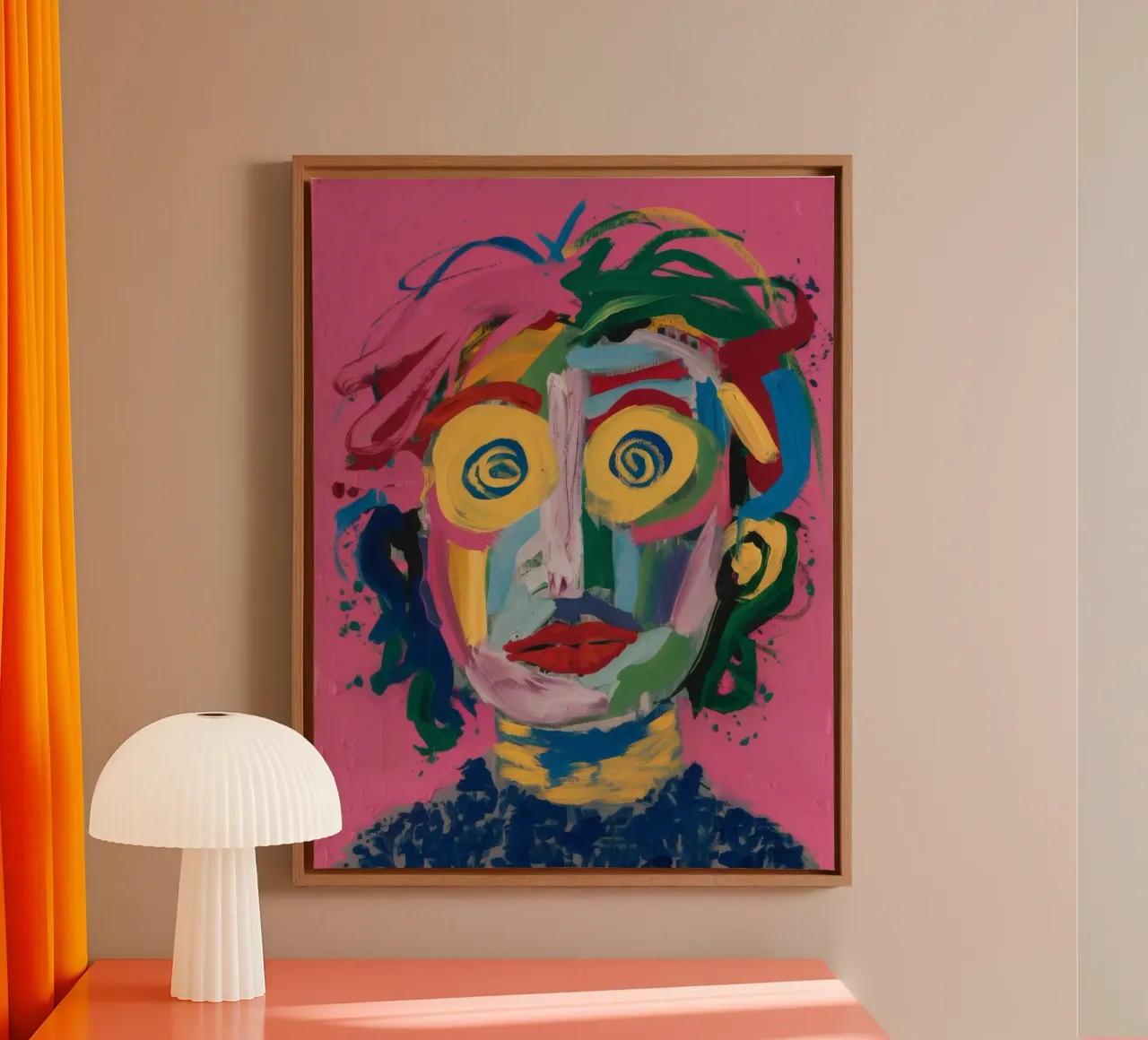 Vivace ritratto astratto tela con Cornice a cassetta da Muse Fragments