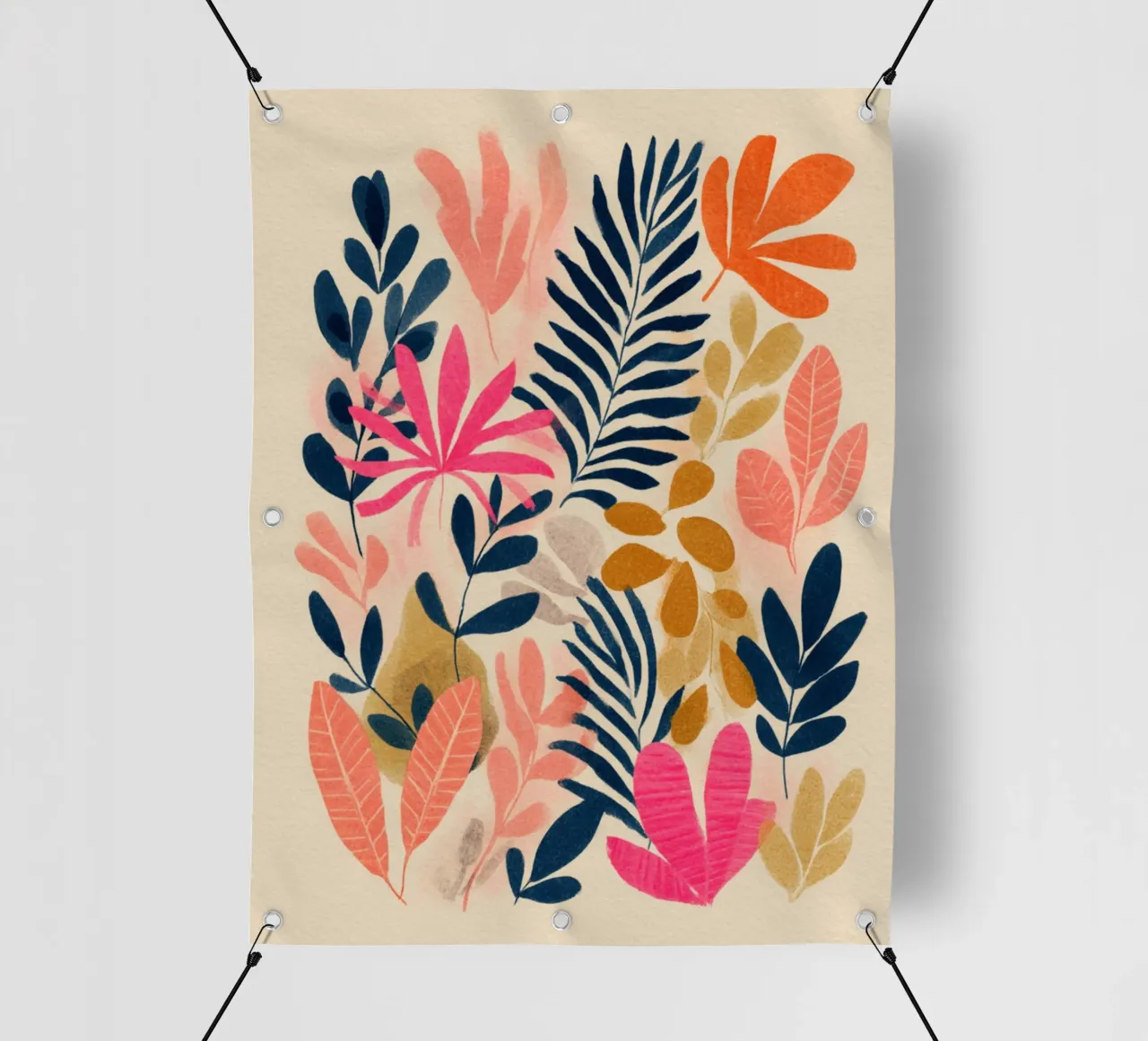 Botanical Abstract in Pink, Orange and Blue telo in pvc da Gypsy Galleria