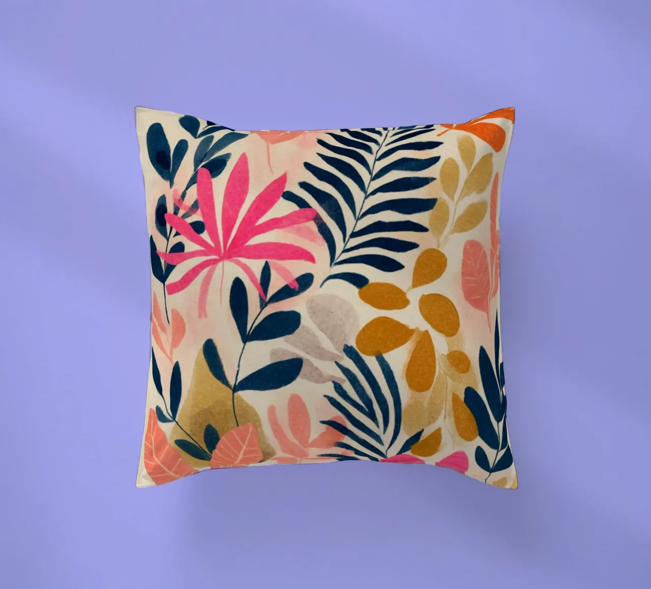 Botanical Abstract in Pink, Orange and Blue cuscino da Gypsy Galleria