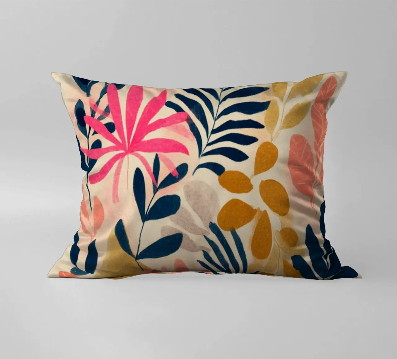 Botanical Abstract in Pink, Orange and Blue cuscino da Gypsy Galleria