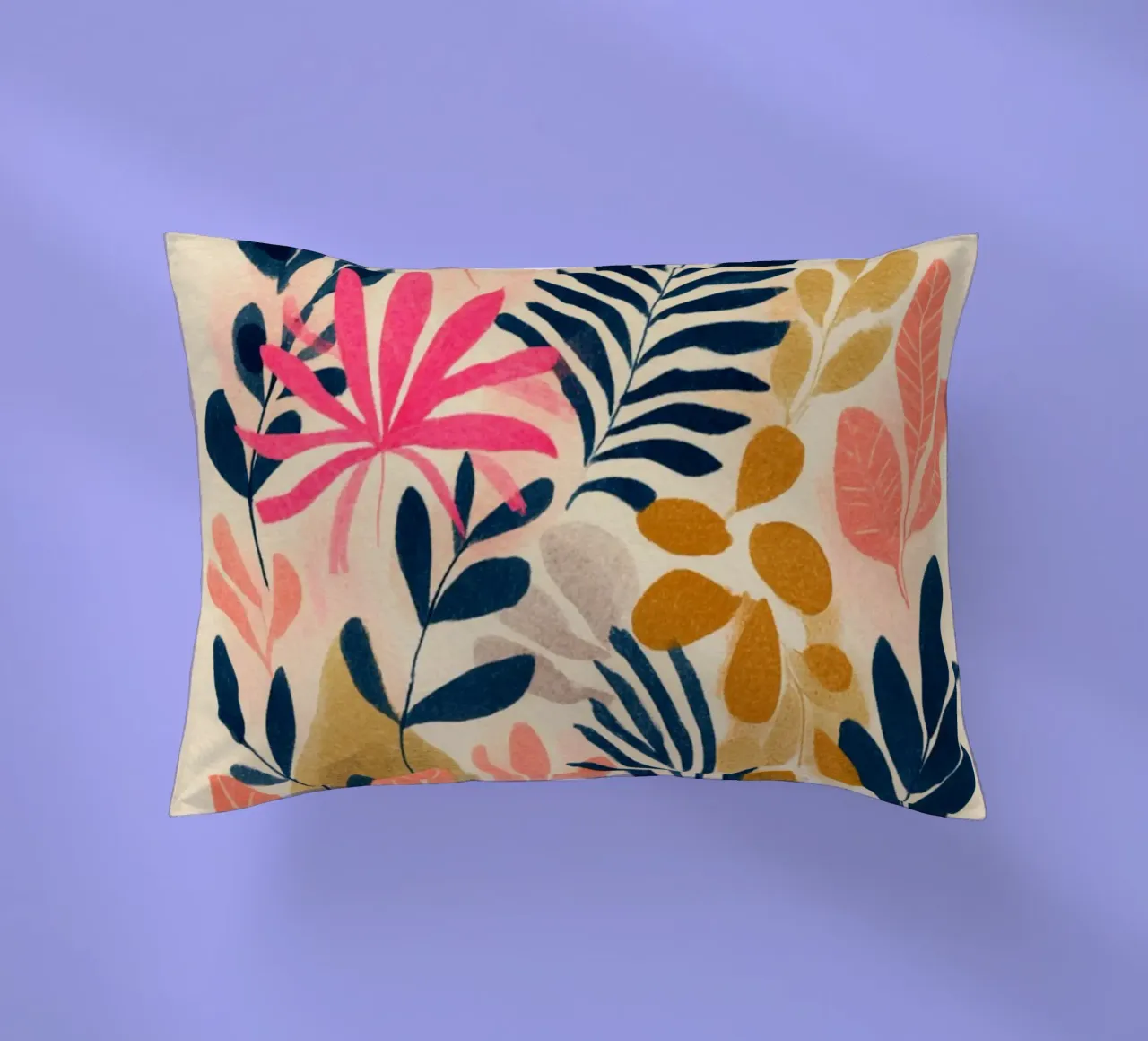Botanical Abstract in Pink, Orange and Blue cuscino da Gypsy Galleria