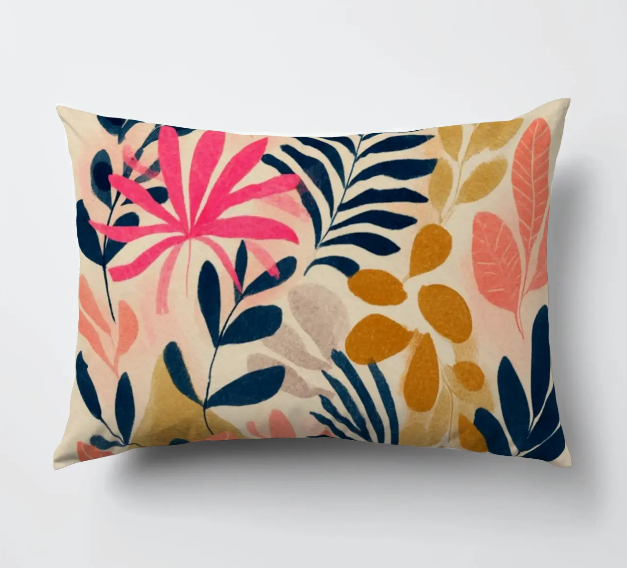 Botanical Abstract in Pink, Orange and Blue cuscino da Gypsy Galleria