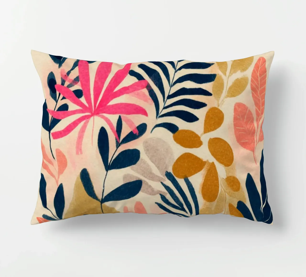Botanical Abstract in Pink, Orange and Blue cuscino da Gypsy Galleria