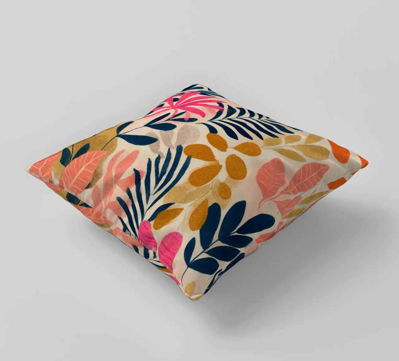 Botanical Abstract in Pink, Orange and Blue cuscino da Gypsy Galleria