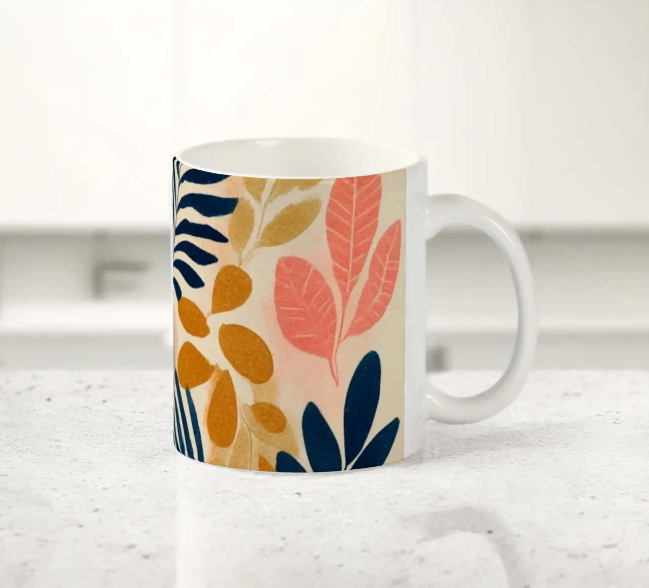Botanical Abstract in Pink, Orange and Blue tazza in ceramica da Gypsy Galleria