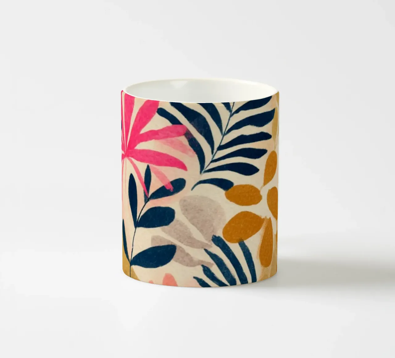 Botanical Abstract in Pink, Orange and Blue tazza in ceramica da Gypsy Galleria