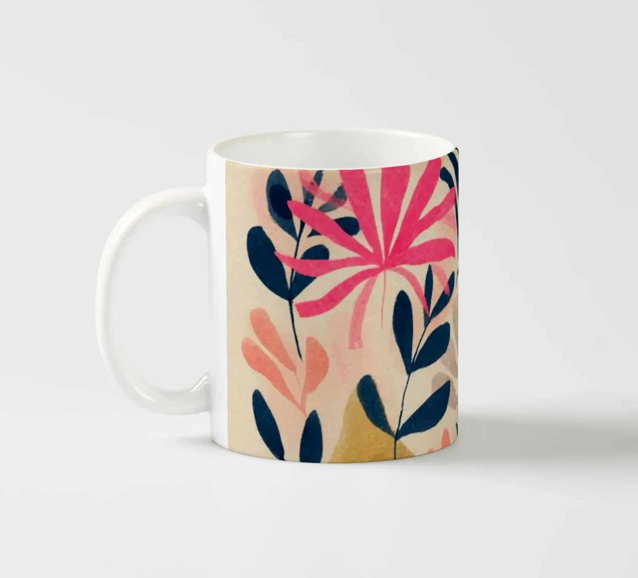 Botanical Abstract in Pink, Orange and Blue tazza in ceramica da Gypsy Galleria
