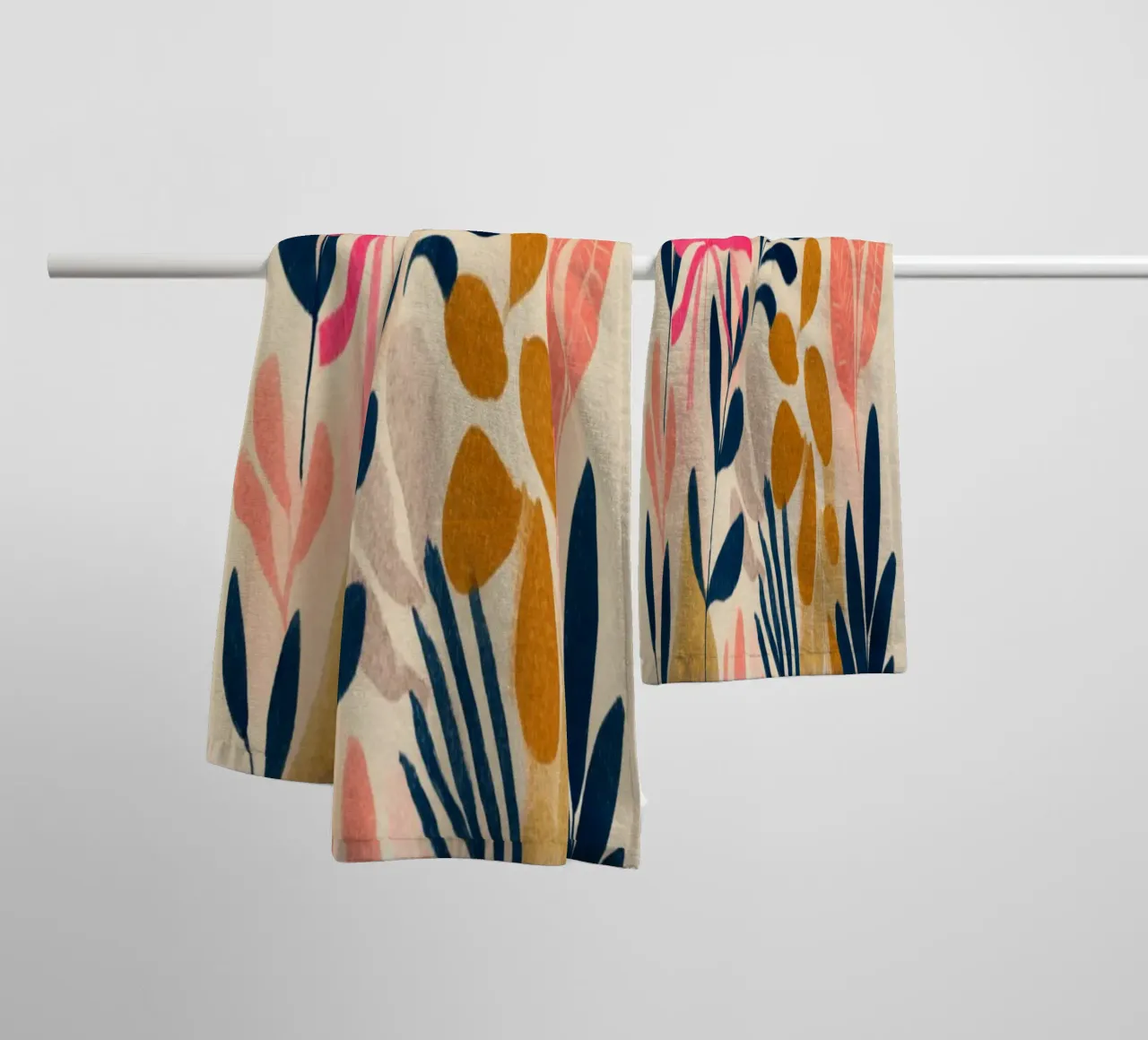 Botanical Abstract in Pink, Orange and Blue asciugamano da bagno da Gypsy Galleria