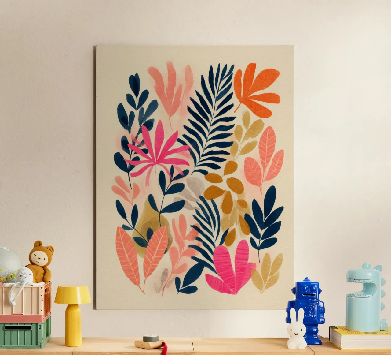 Botanical Abstract in Pink, Orange and Blue alluminio dibond da Gypsy Galleria