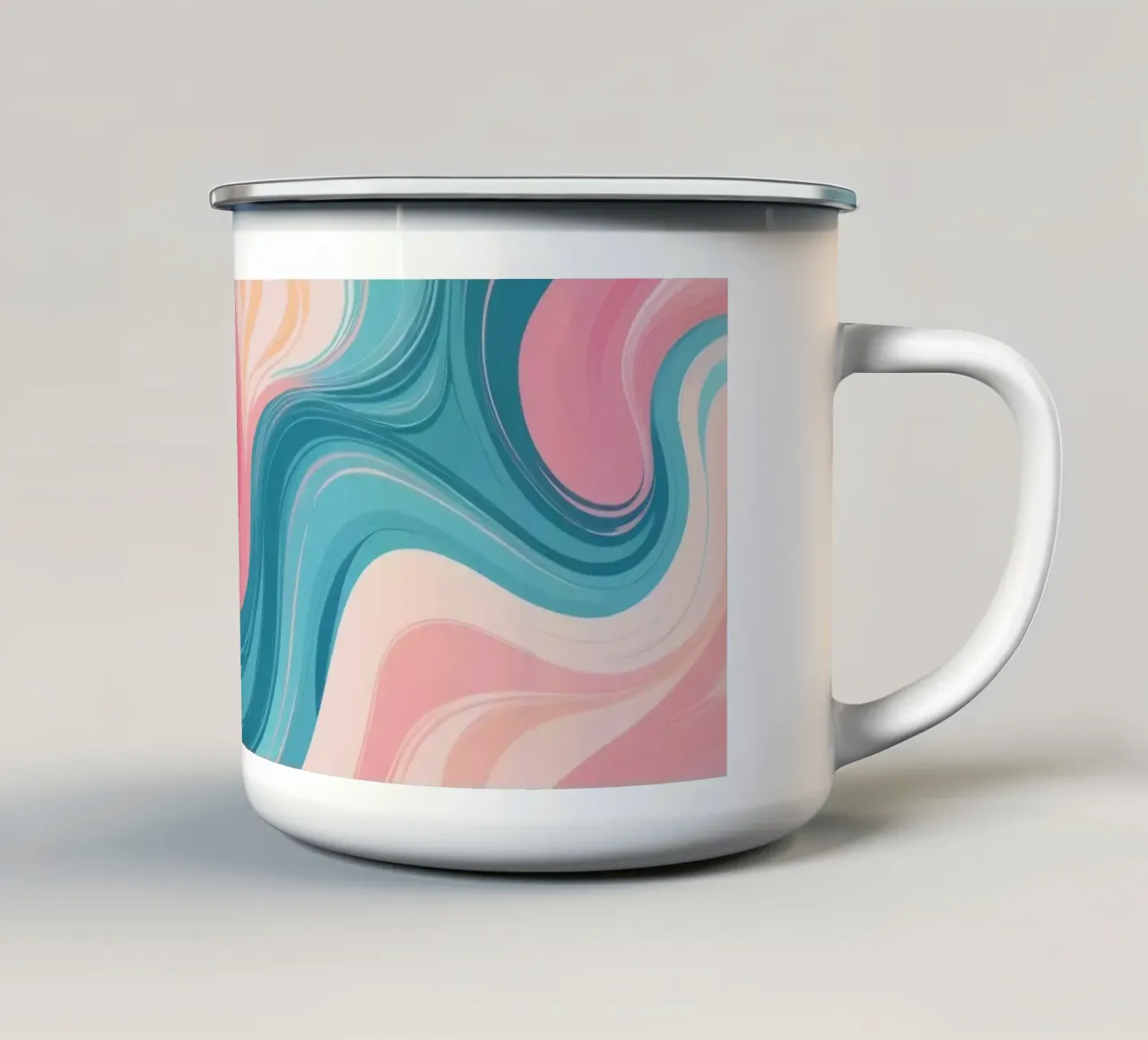 Vortici astratti colorati di rosa e blu tazza in smalto da DesignDoodle